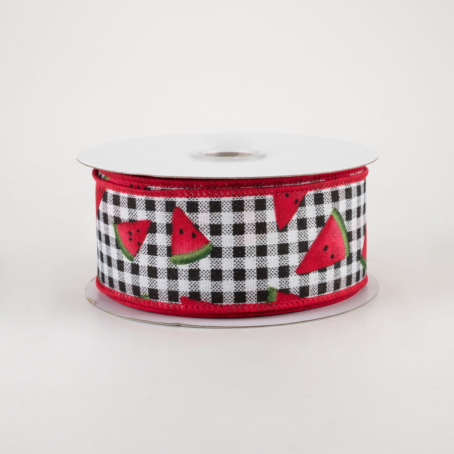 1.5" Watermelon Slice Gingham Ribbon (10 Yards)