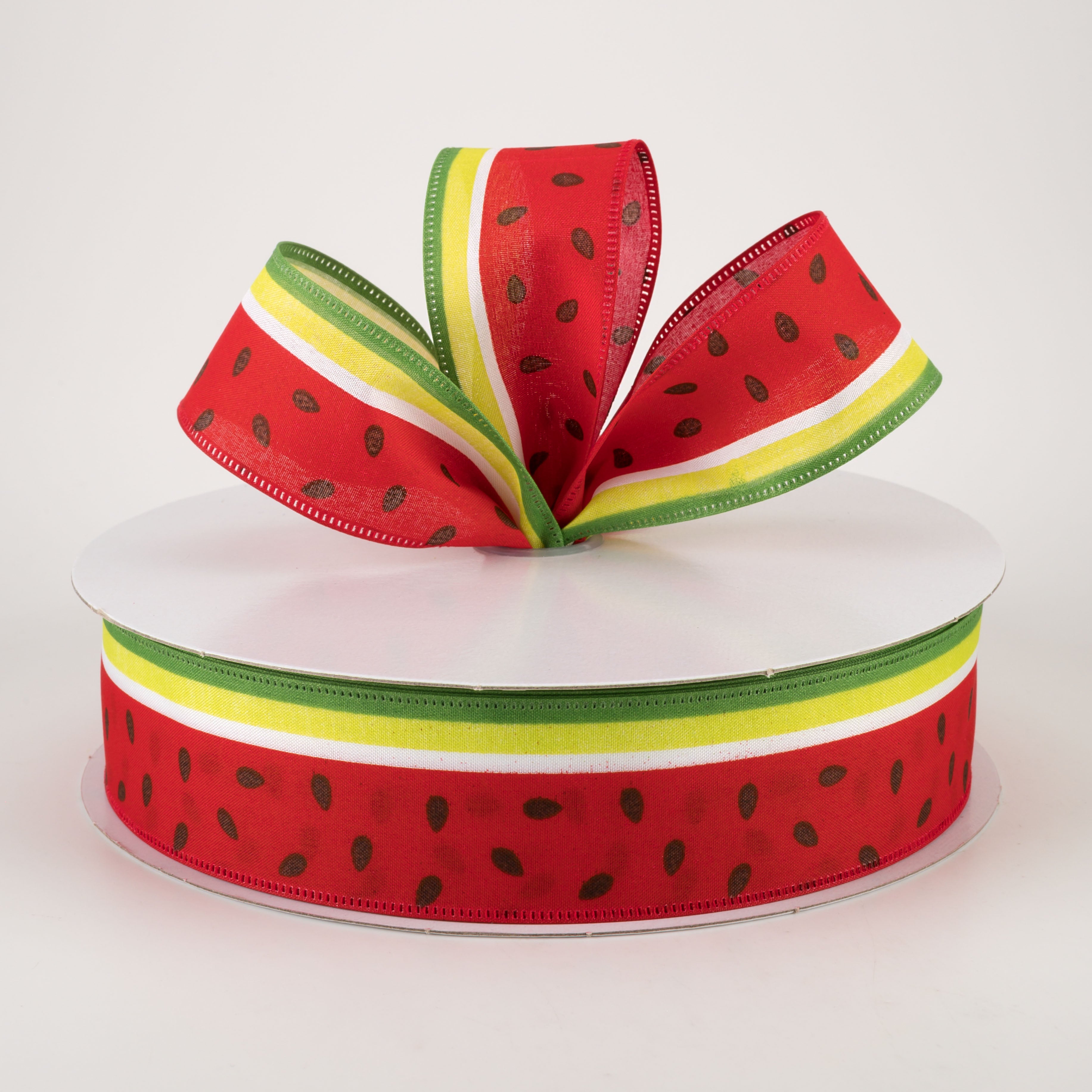1.5" Watermelon Slice Satin Stripe Ribbon (50 Yards) Lifestyle Photo