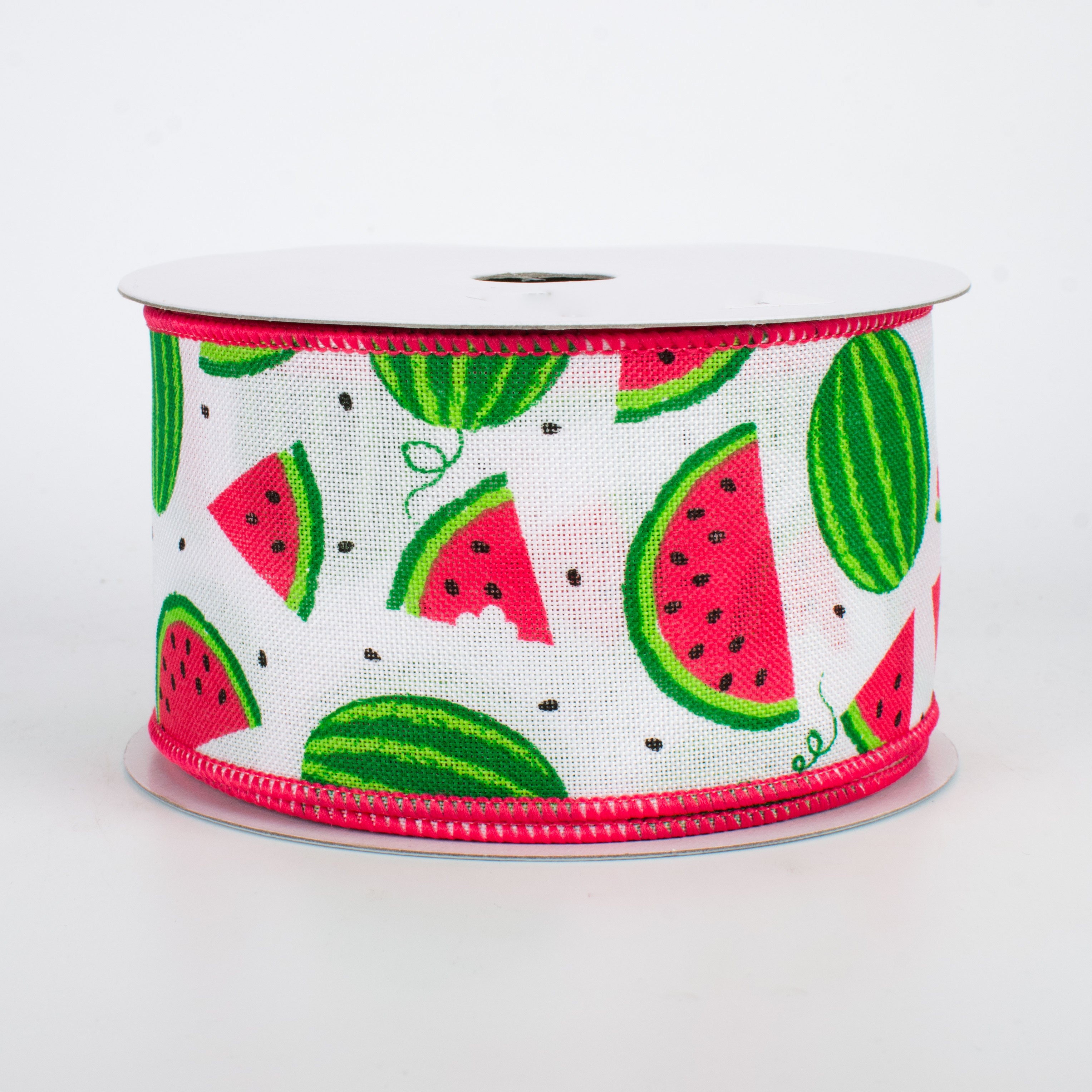 2.5" Watermelon Slices Ribbon: White (10 Yards)