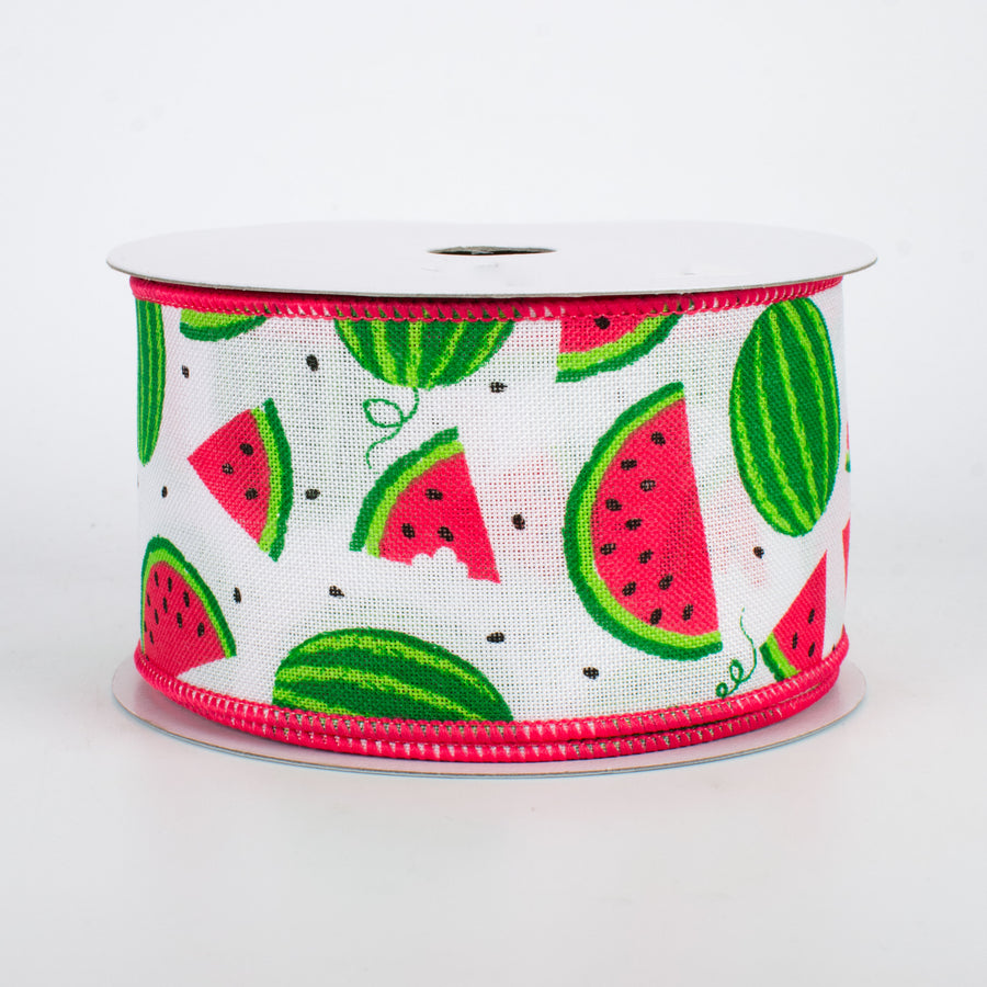 2.5" Watermelon Slices Ribbon: White (10 Yards)