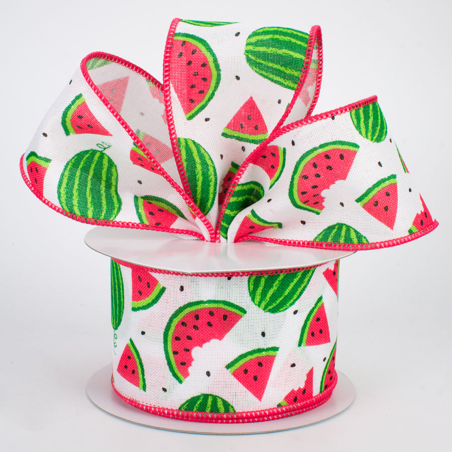 2.5" Watermelon Slices Ribbon: White (10 Yards) Lifestyle Photo