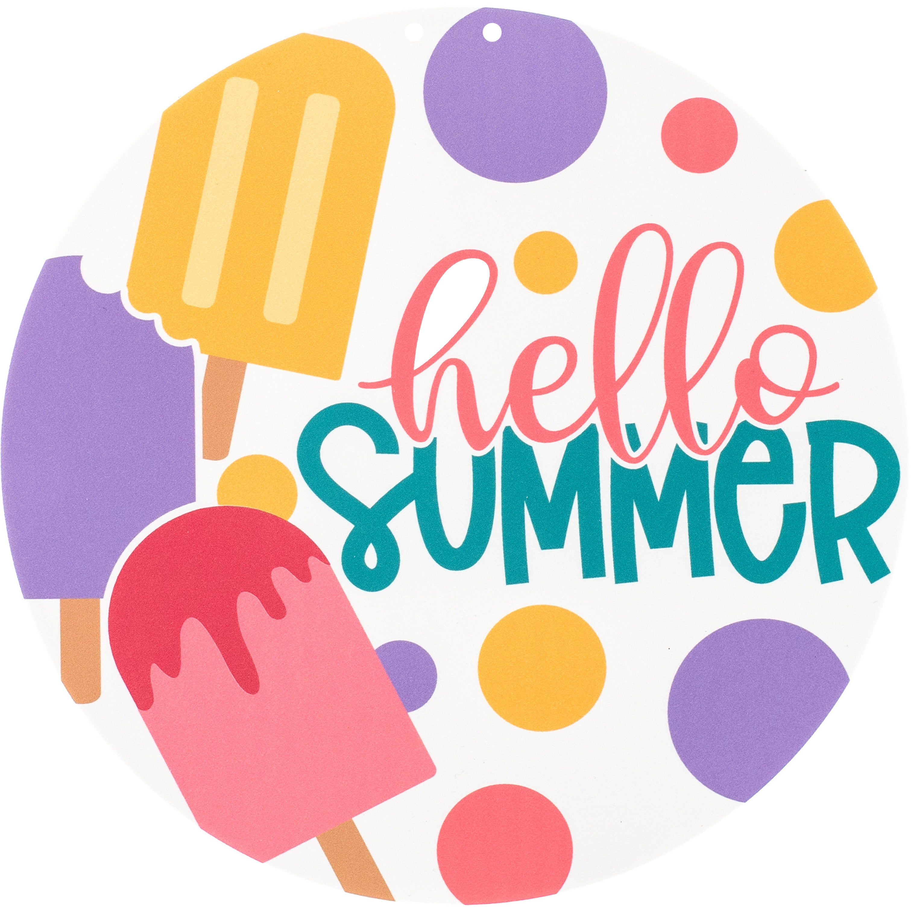 17" Waterproof Door Hanger: Hello Summer Popsicles Item Number: DD1007WH