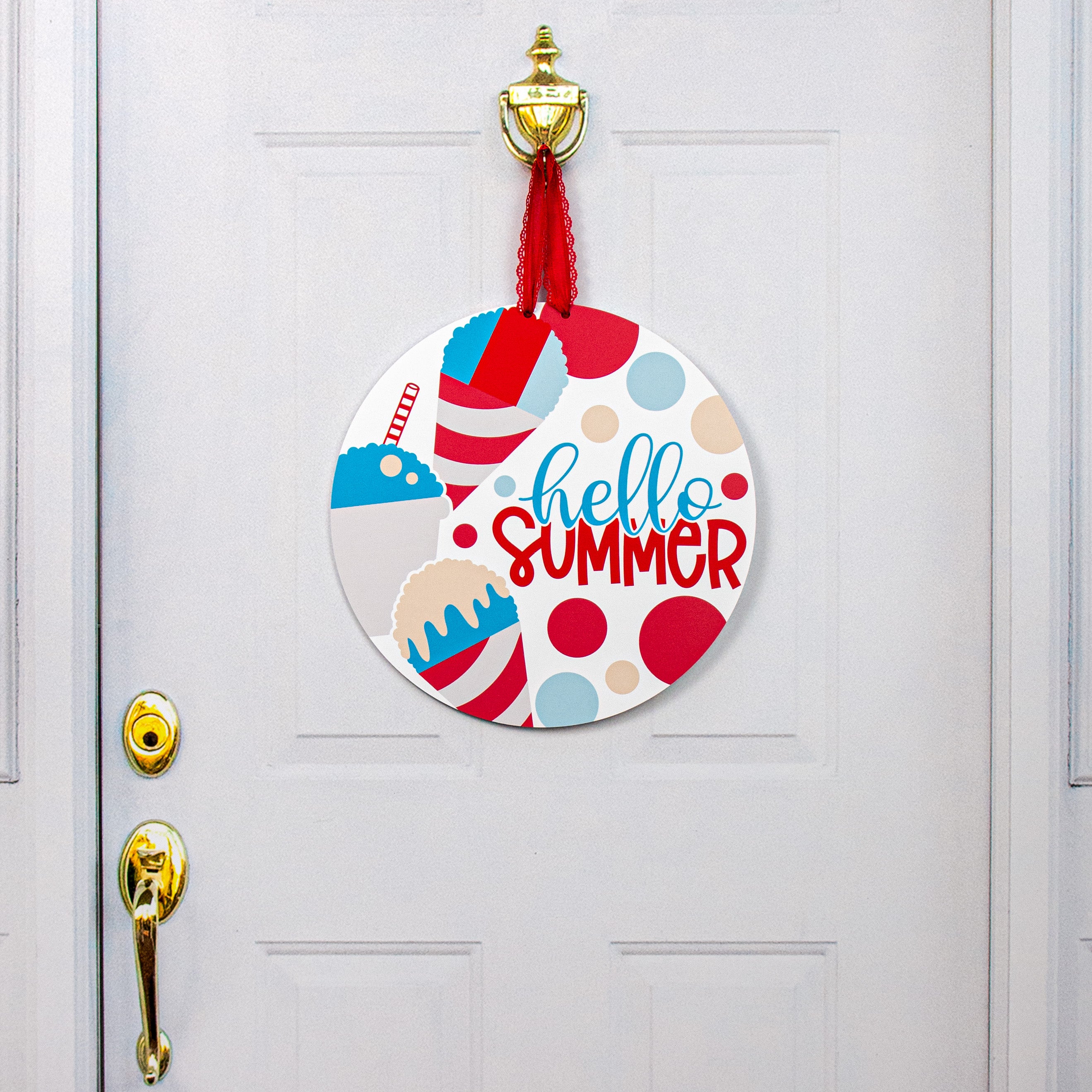 17" Waterproof Door Hanger: Hello Summer Snowcones Lifestyle Photo