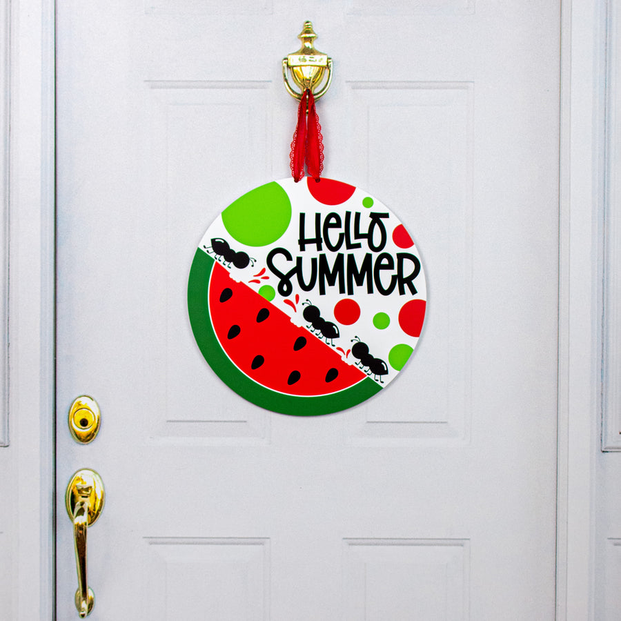 17" Waterproof Door Hanger: Hello Summer Watermelon Lifestyle Photo