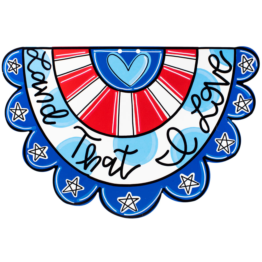 21" Waterproof Door Hanger: Land That I Love Bunting Flag Item Number: DD1010WH