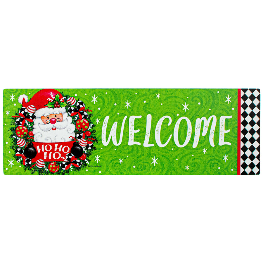 Waterproof Santa Wreath Welcome Signature Sign (5" x 15") Item Number: 4977SS