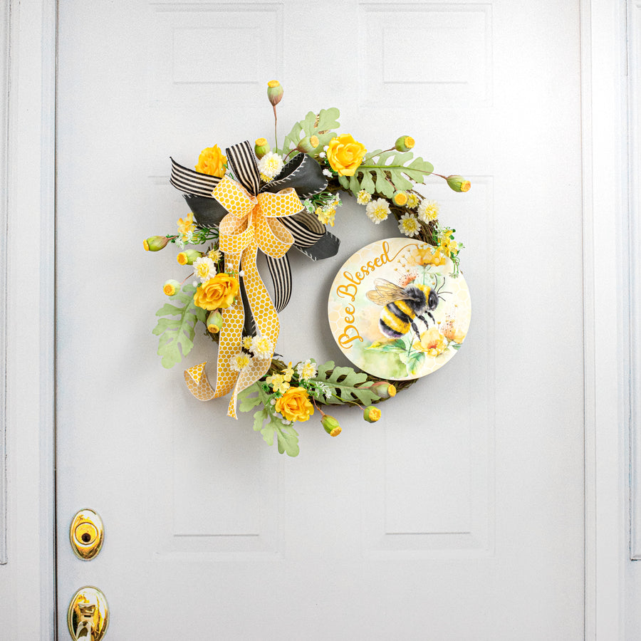 9.4" Waterproof Sign: Bee Blessed Floral detail photo 4