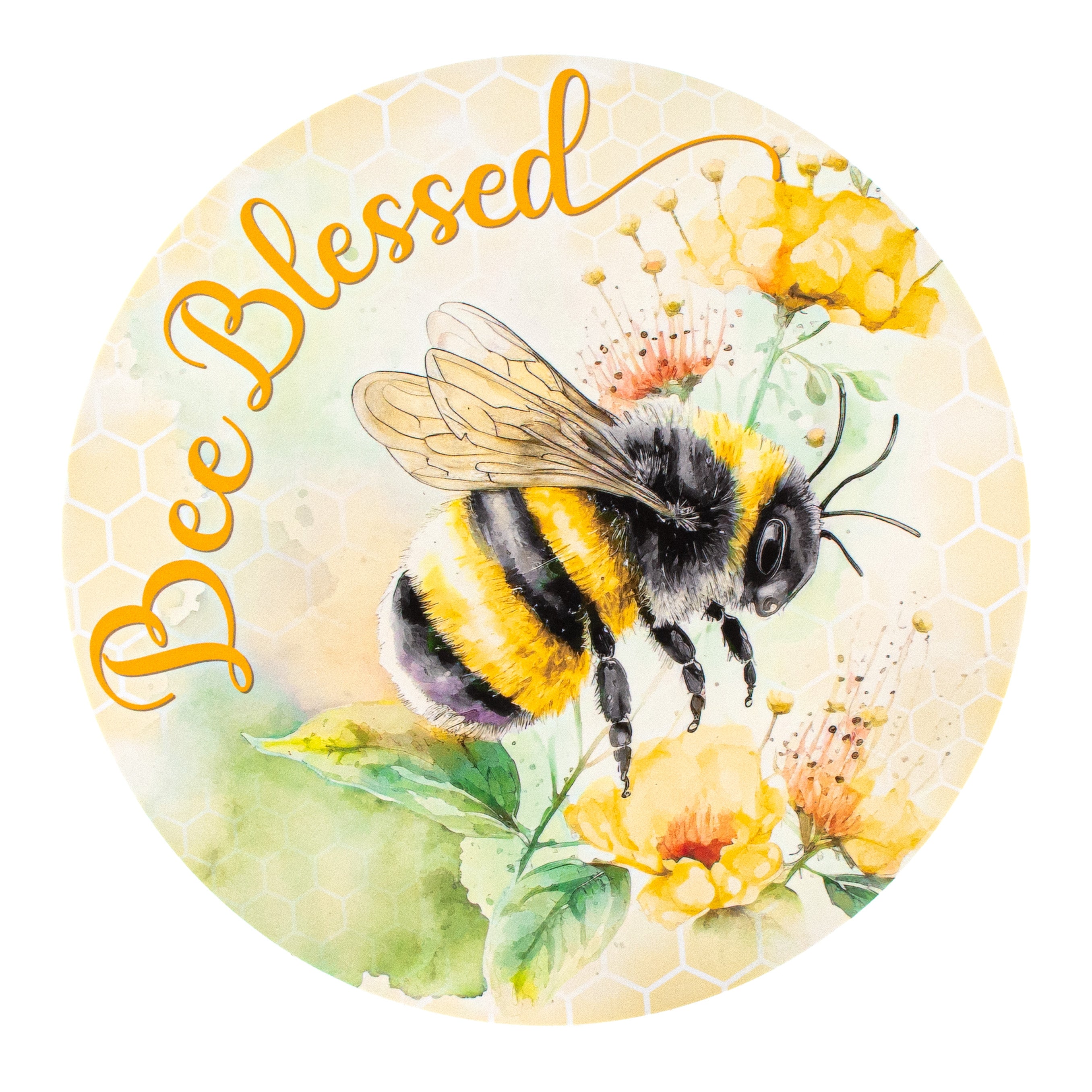 9.4" Waterproof Sign: Bee Blessed Floral Item Number: CD1020NH