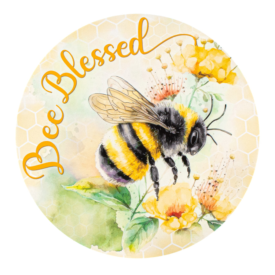 9.4" Waterproof Sign: Bee Blessed Floral Item Number: CD1020NH