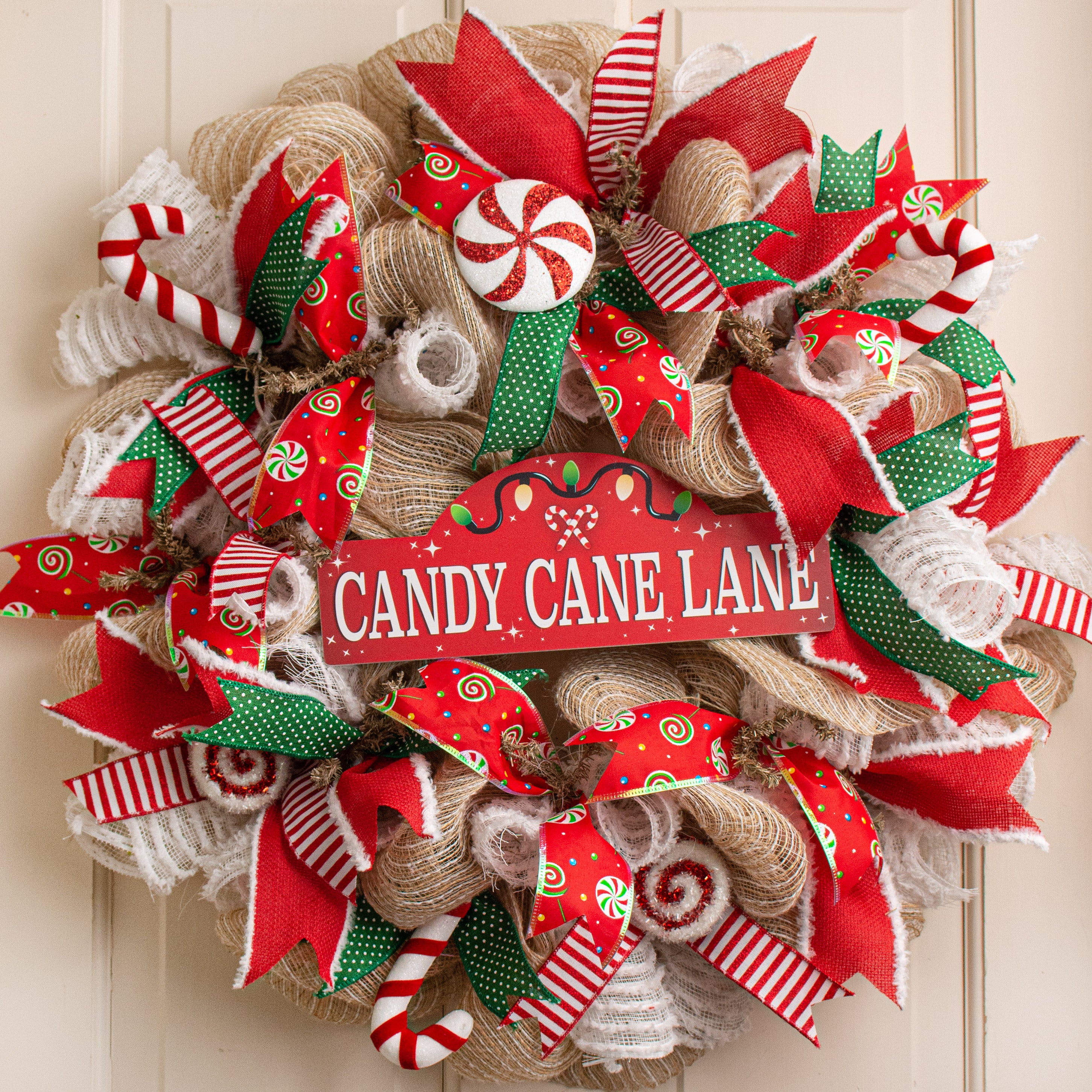 12" Waterproof Sign: Candy Cane Lane Lifestyle Photo
