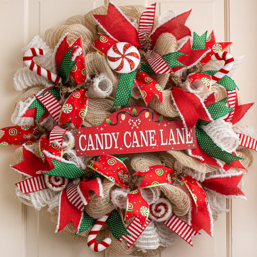 12" Waterproof Sign: Candy Cane Lane Lifestyle Photo
