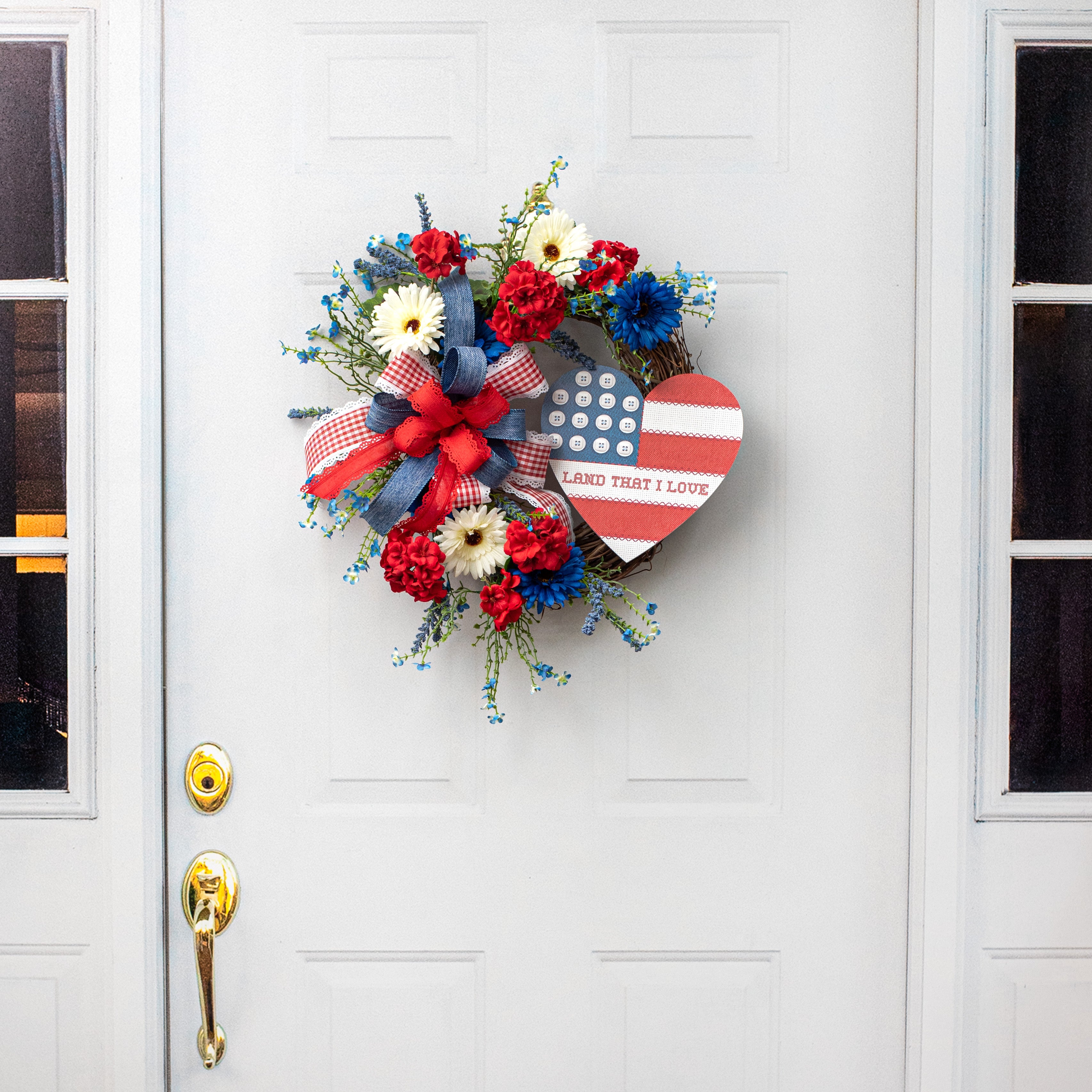 9.4" Waterproof Sign: Cross Stitch Fabric Patriotic Heart detail photo 4