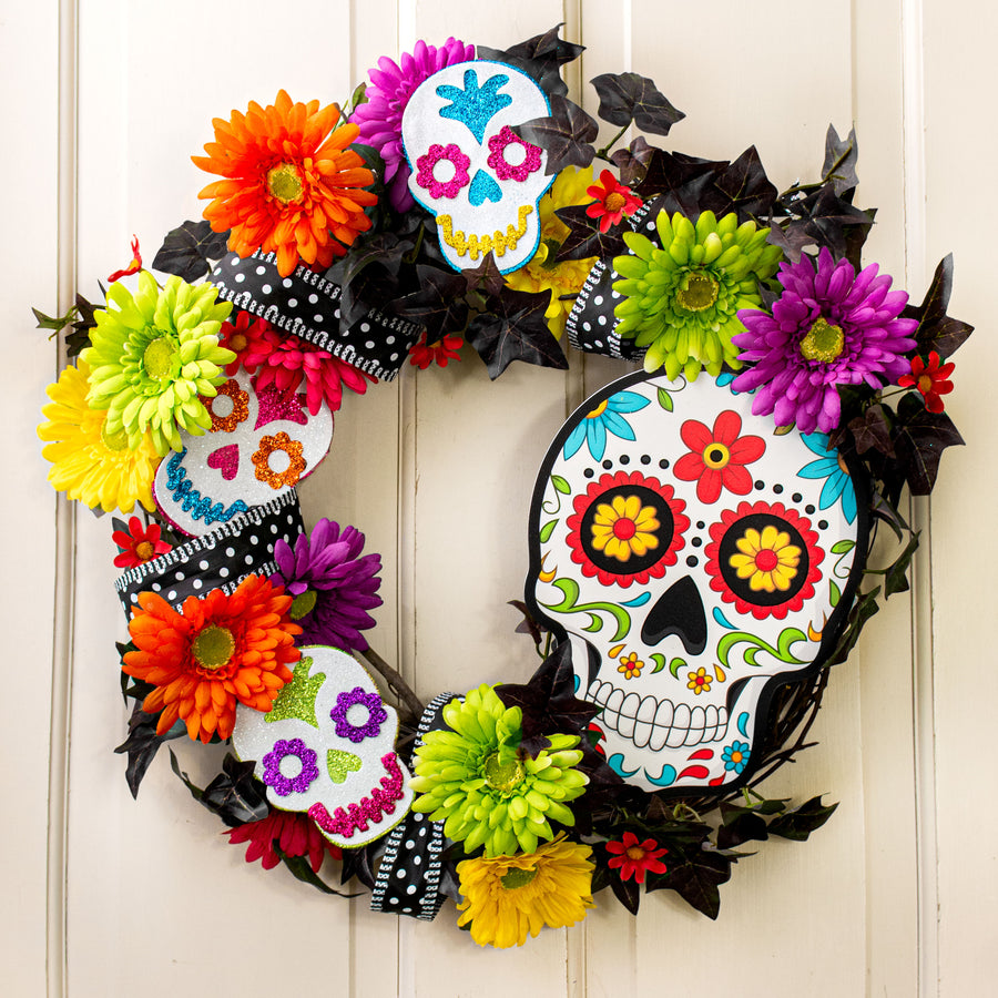 11" Waterproof Sign: Day of the Dead Skull Lifestyle Photo