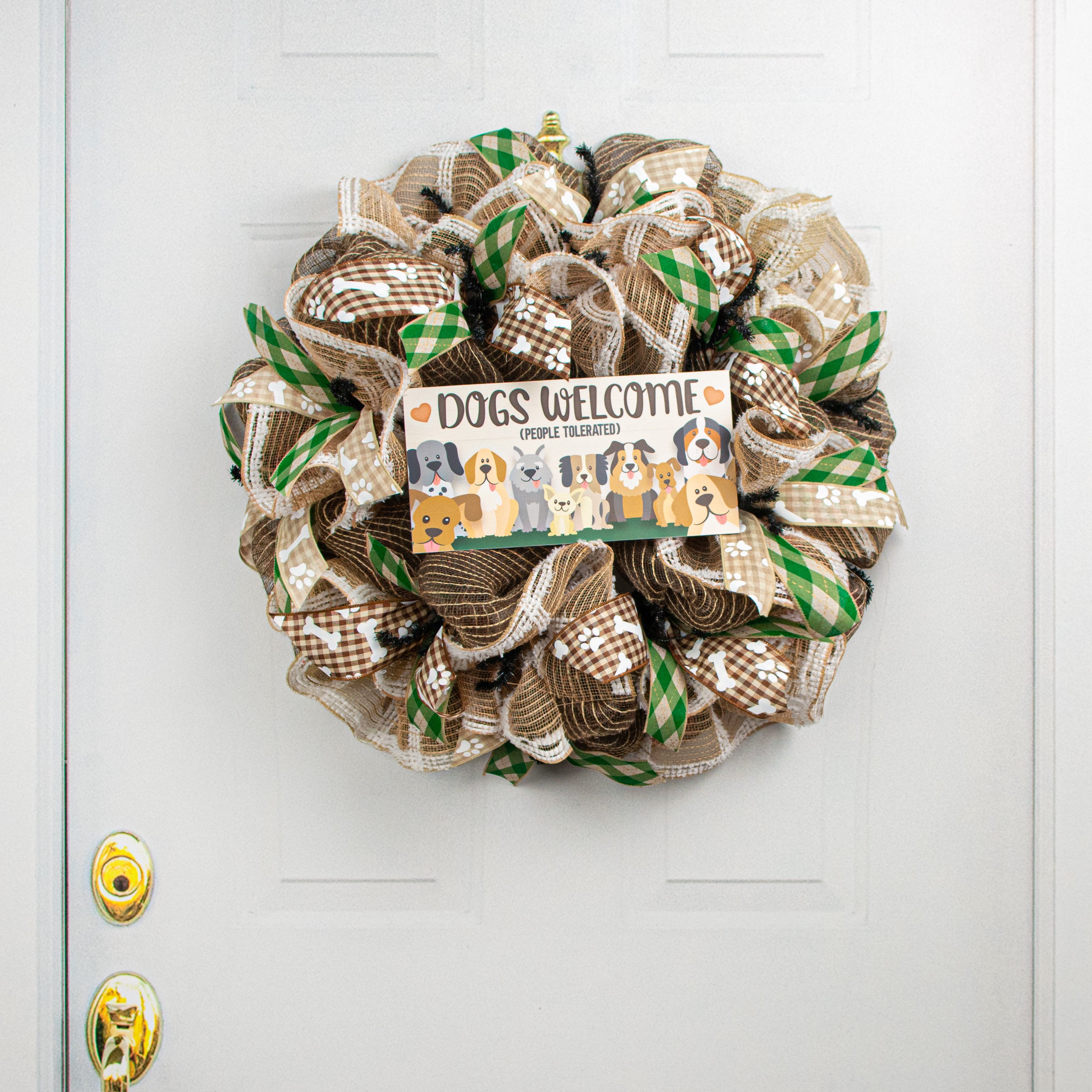 12" Waterproof Sign: Dogs Welcome Lifestyle Photo