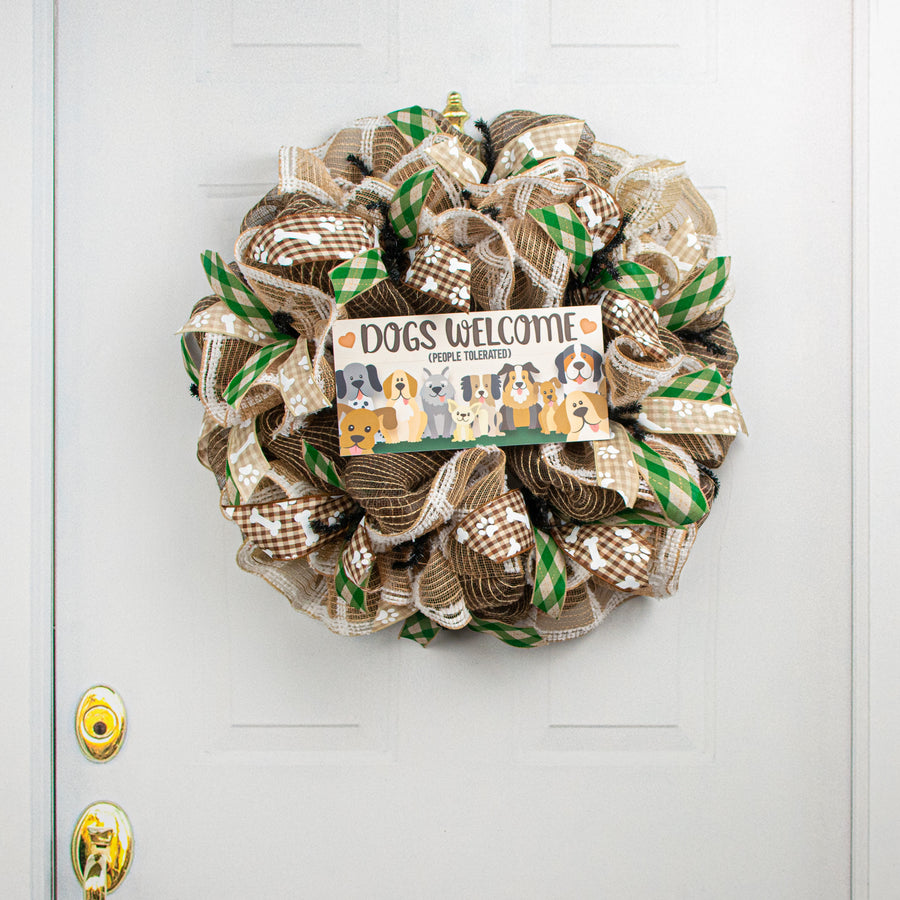 12" Waterproof Sign: Dogs Welcome Lifestyle Photo