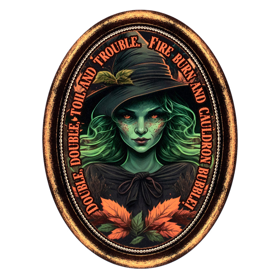 11" Waterproof Sign: Framed Double Trouble Witch Item Number: CD1022NH