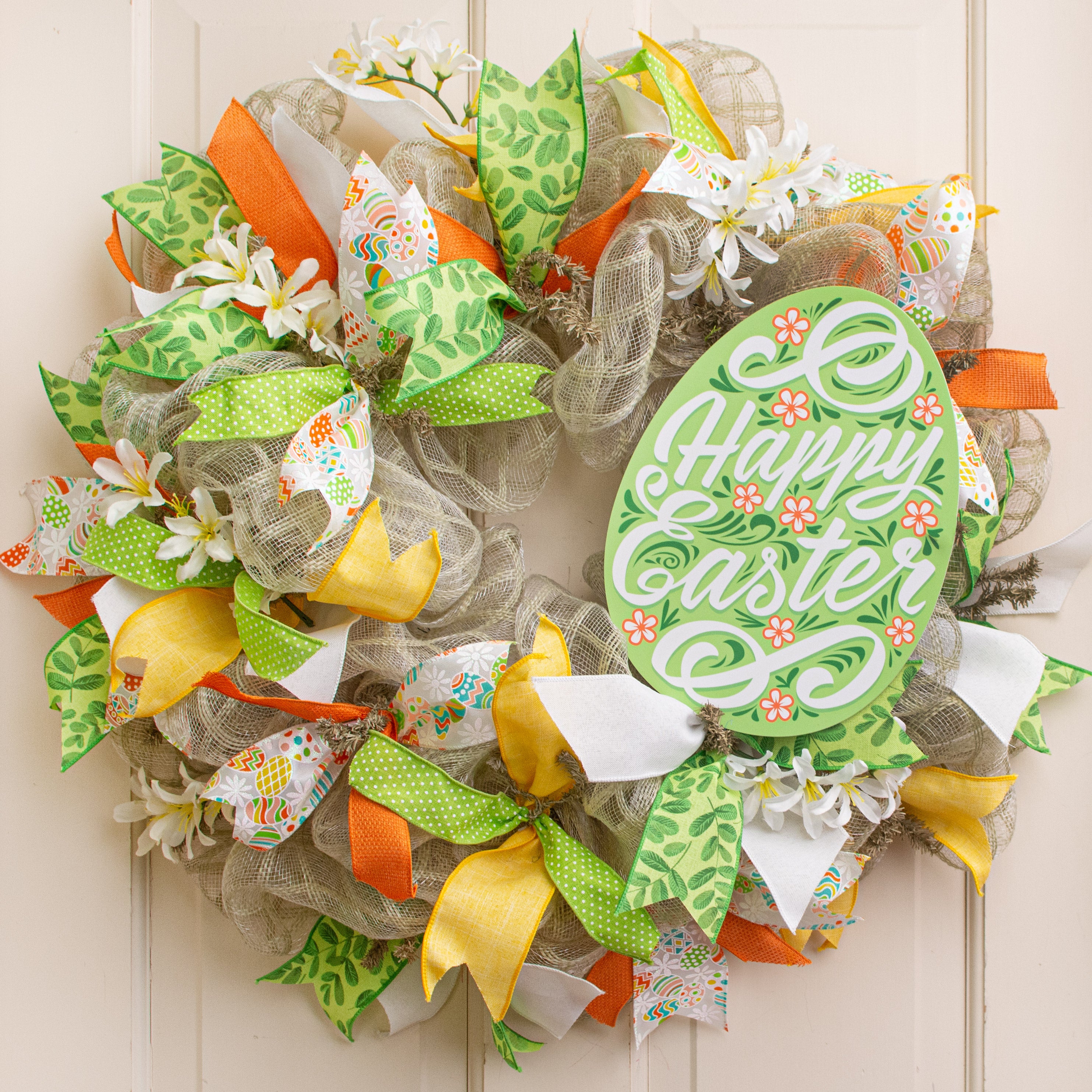 11" Waterproof Sign: Green Floral Easter Egg Lifestyle Photo
