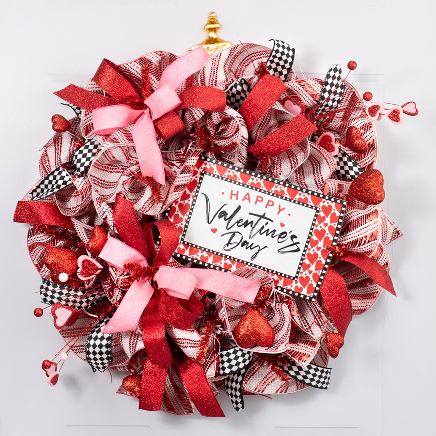 11" Waterproof Sign: Happy Valentine's Day Dashed Border Lifestyle Photo