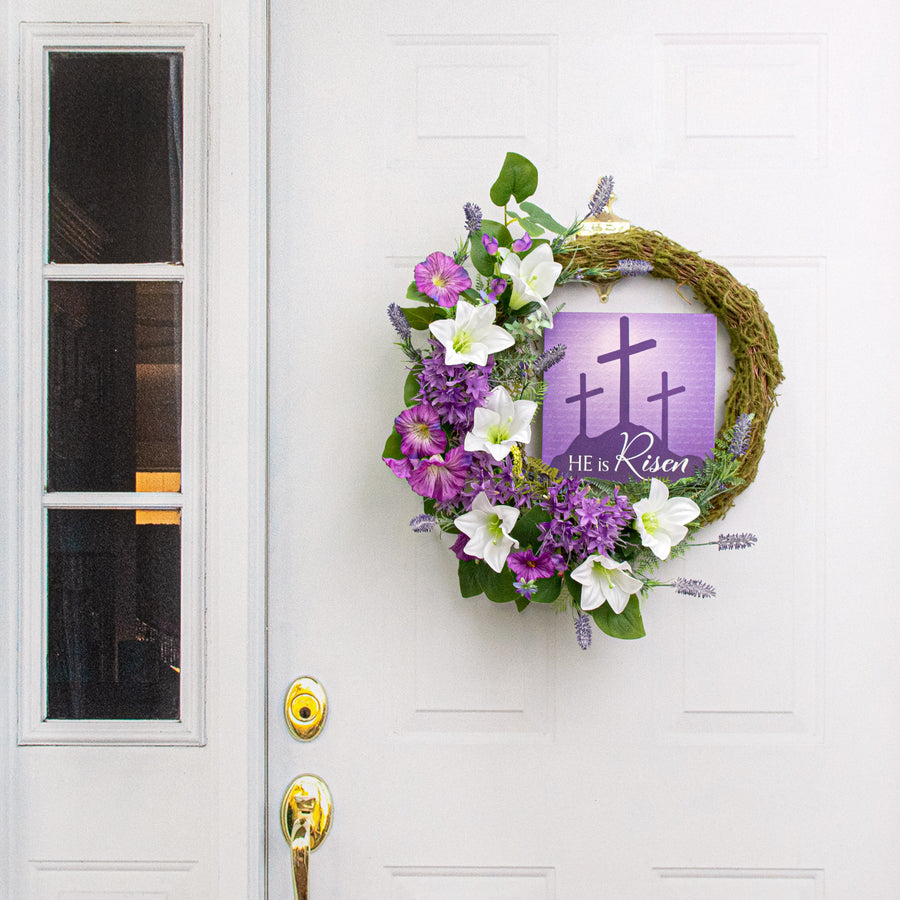 9" Waterproof Sign: He is Risen Lifestyle Photo