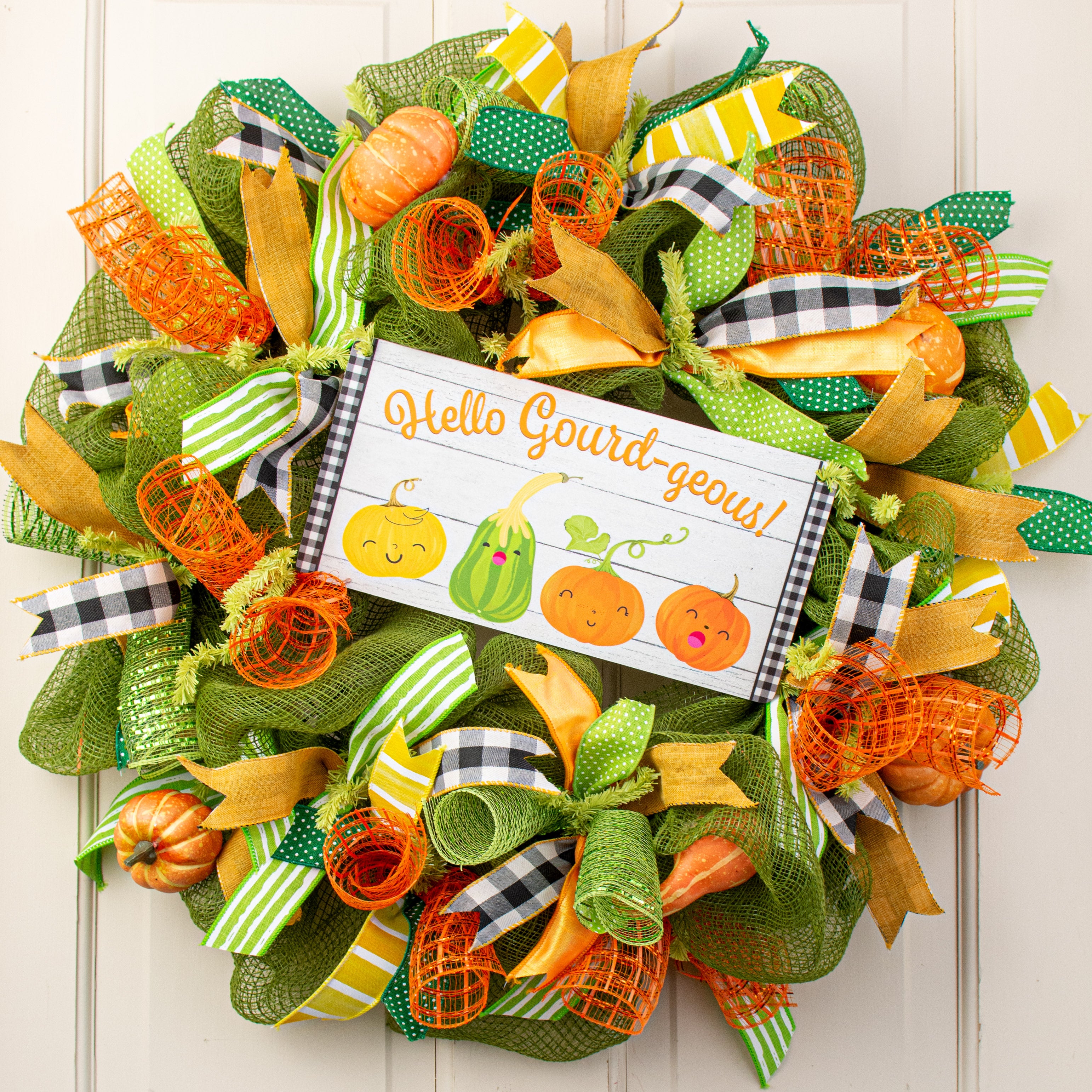 12" Waterproof Sign: Hello Gourd-geous Fall Lifestyle Photo
