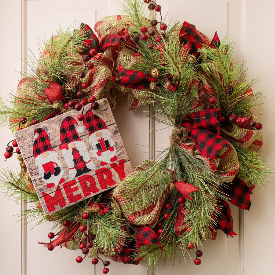 9" Waterproof Sign: MERRY Christmas Gnomes Lifestyle Photo