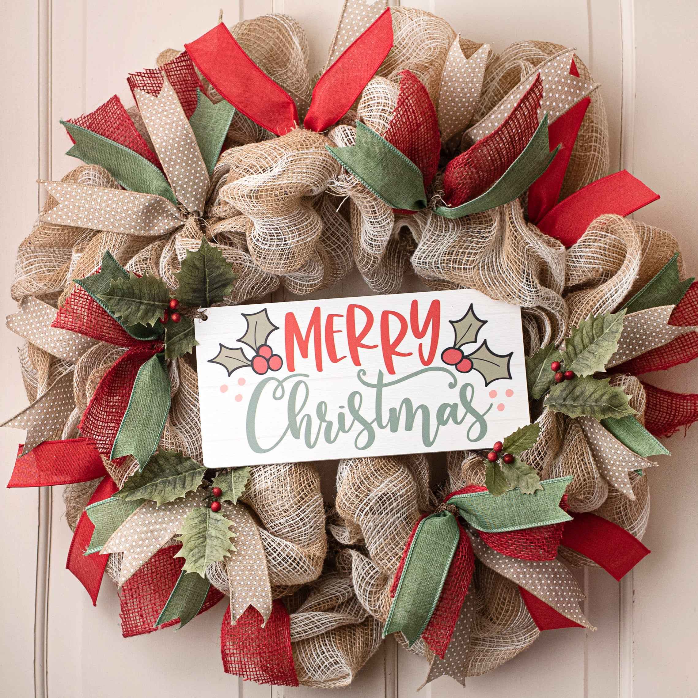 12" Waterproof Sign: Merry Christmas Holly Berries detail photo 4