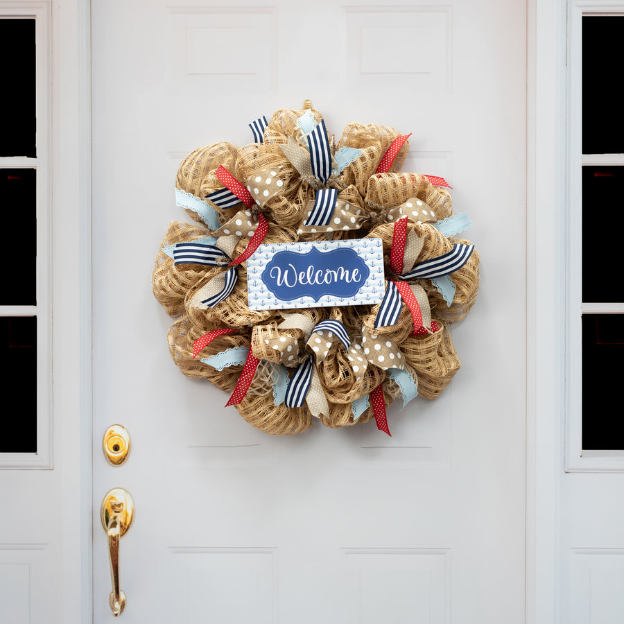 10.5" Waterproof Sign: Scalloped Welcome Nautical Anchor detail photo 4