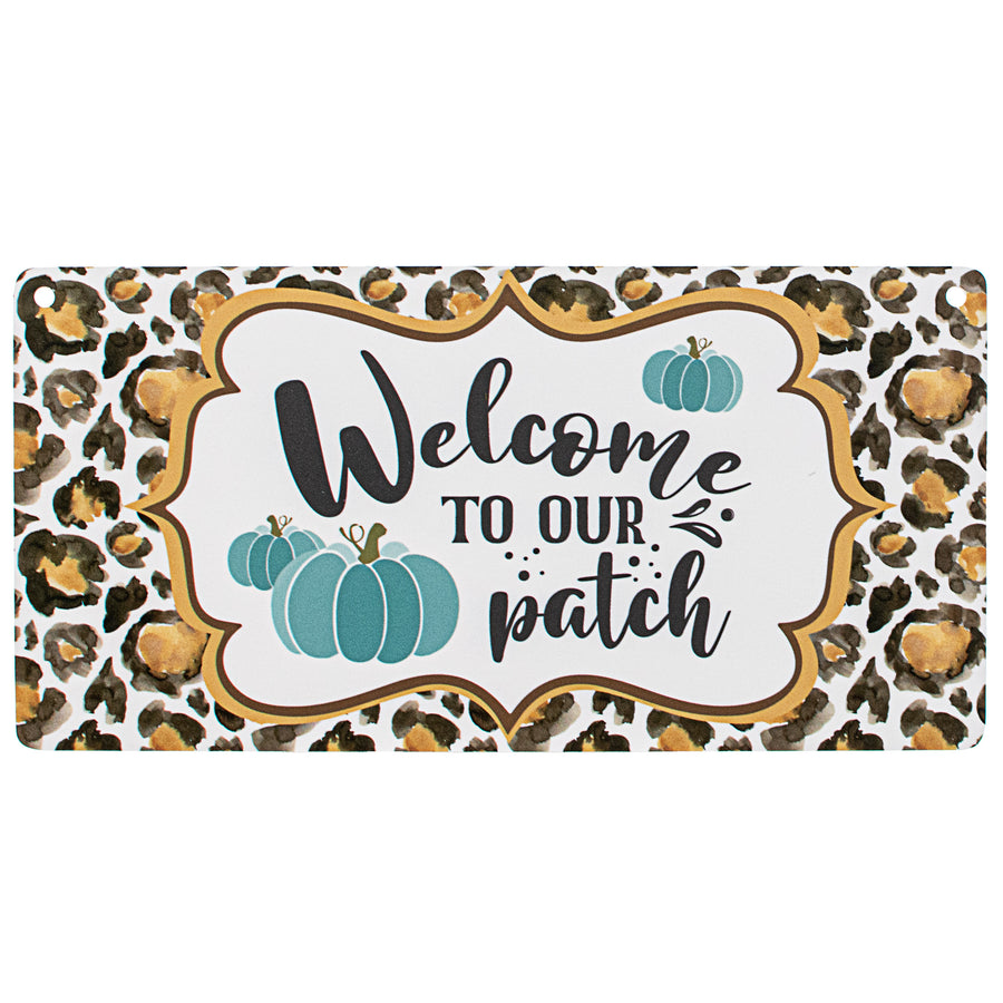 12" Waterproof Sign: Welcome Pumpkin Patch Teal Cheetah Item Number: CD6001
