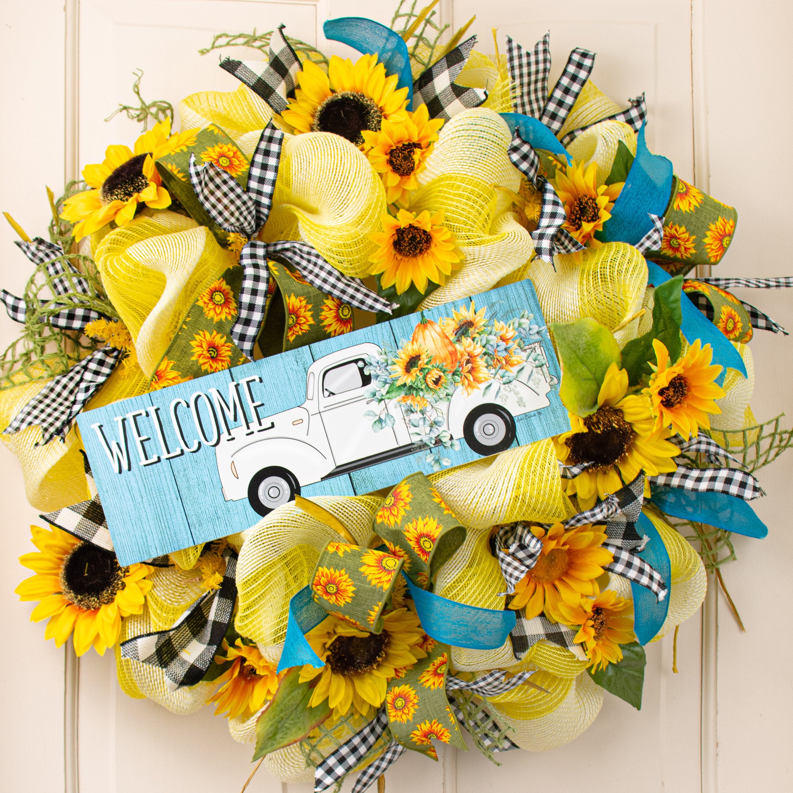 Waterproof White Vintage Truck Welcome Sign (5" x 15") Lifestyle Photo