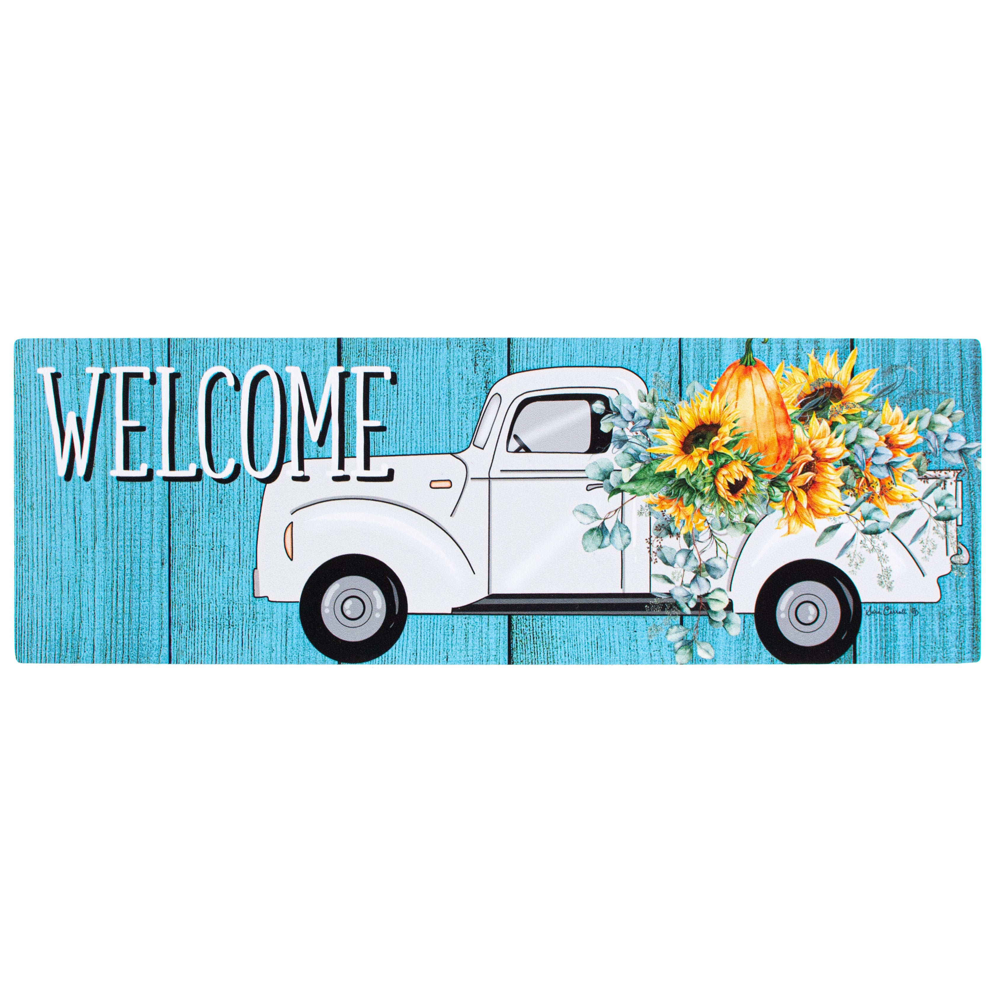Waterproof White Vintage Truck Welcome Sign (5" x 15") Item Number: 4387SS