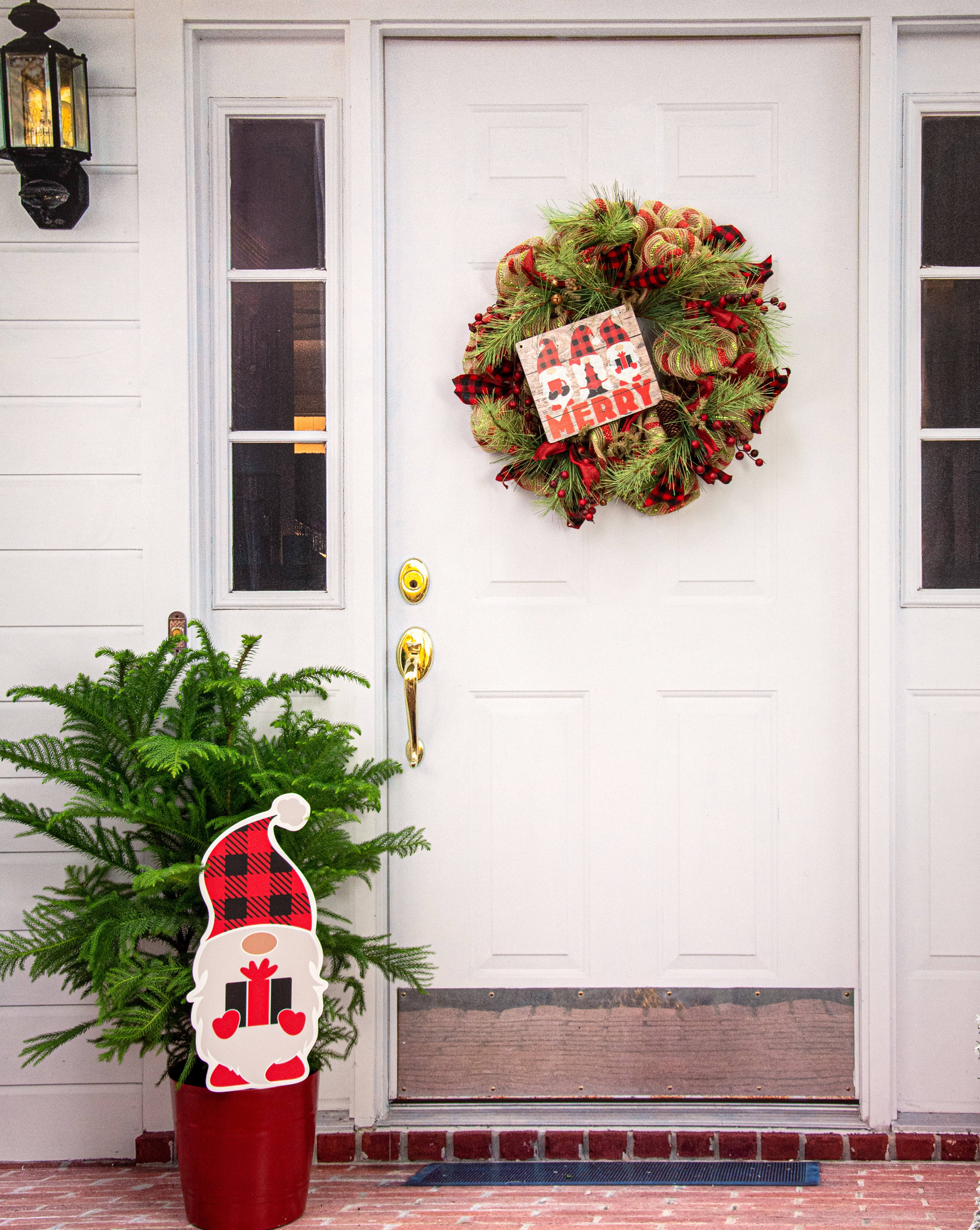 Waterproof Yard Art: 21" Merry Gnome - Gift Box Lifestyle Photo