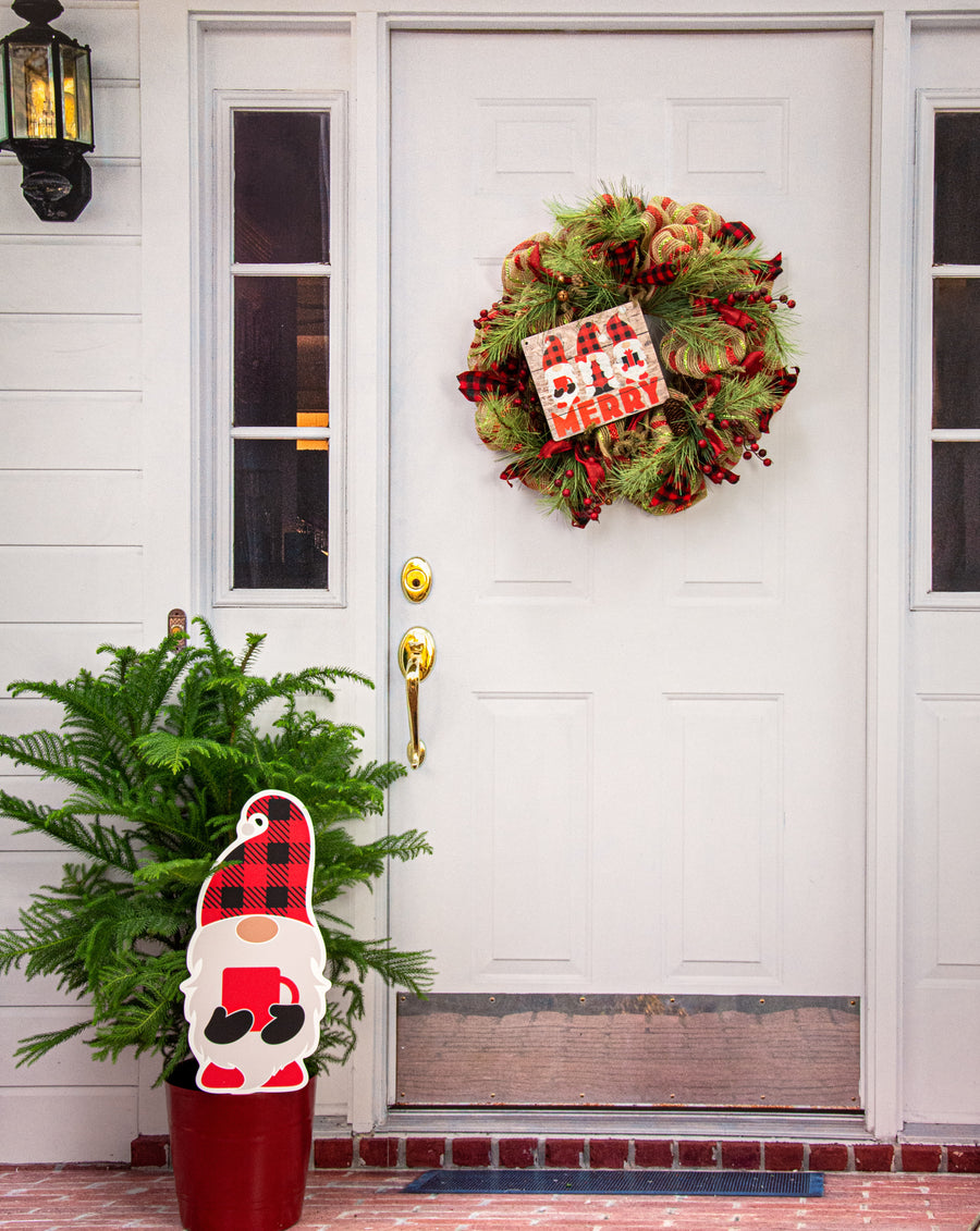 Waterproof Yard Art: 21" Merry Gnome - Hot Cocoa Lifestyle Photo