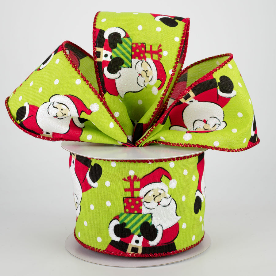 2.5" Waving Gift Santa Ribbon: Lime Green (10 Yards) Lifestyle Photo