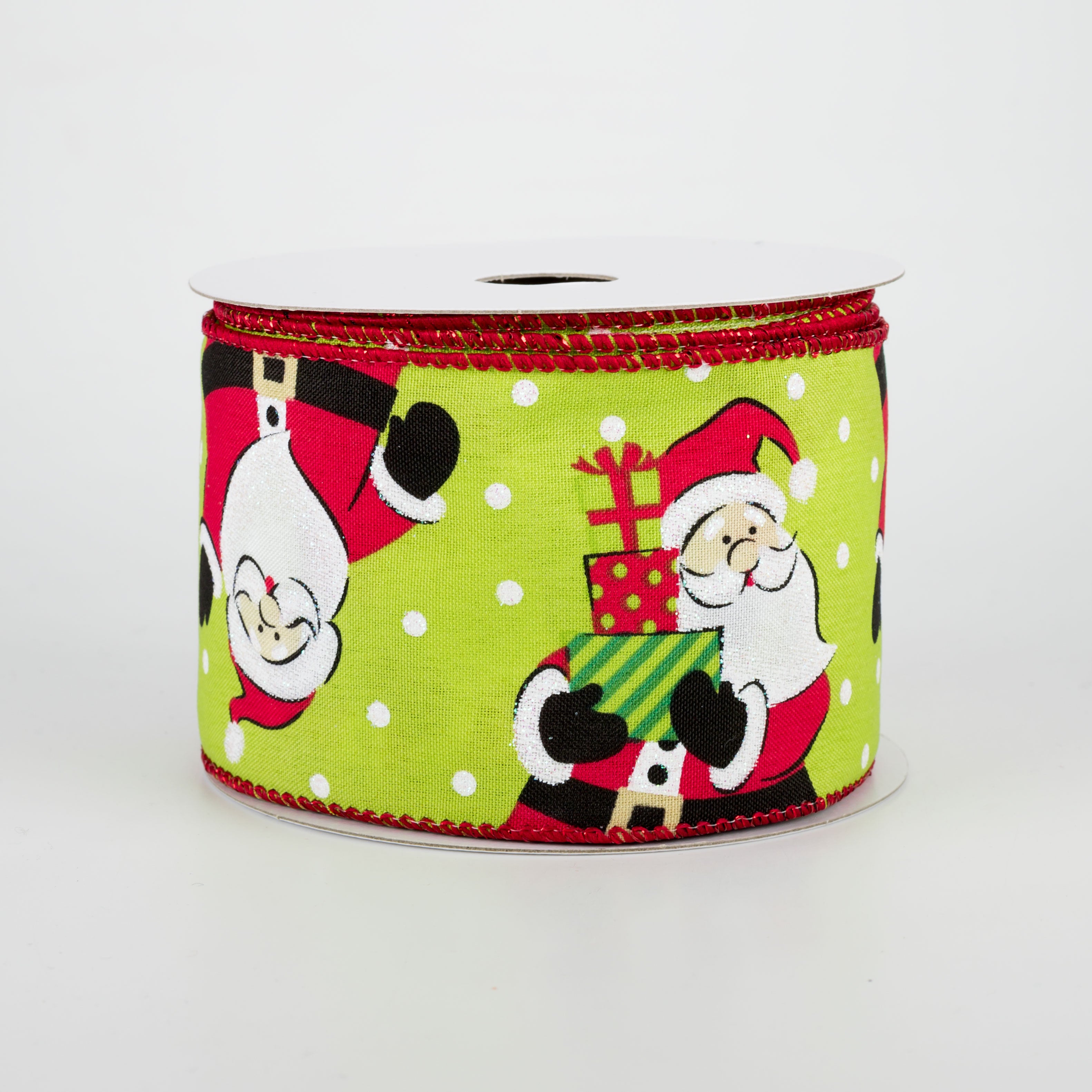 2.5" Waving Gift Santa Ribbon: Lime Green (10 Yards)