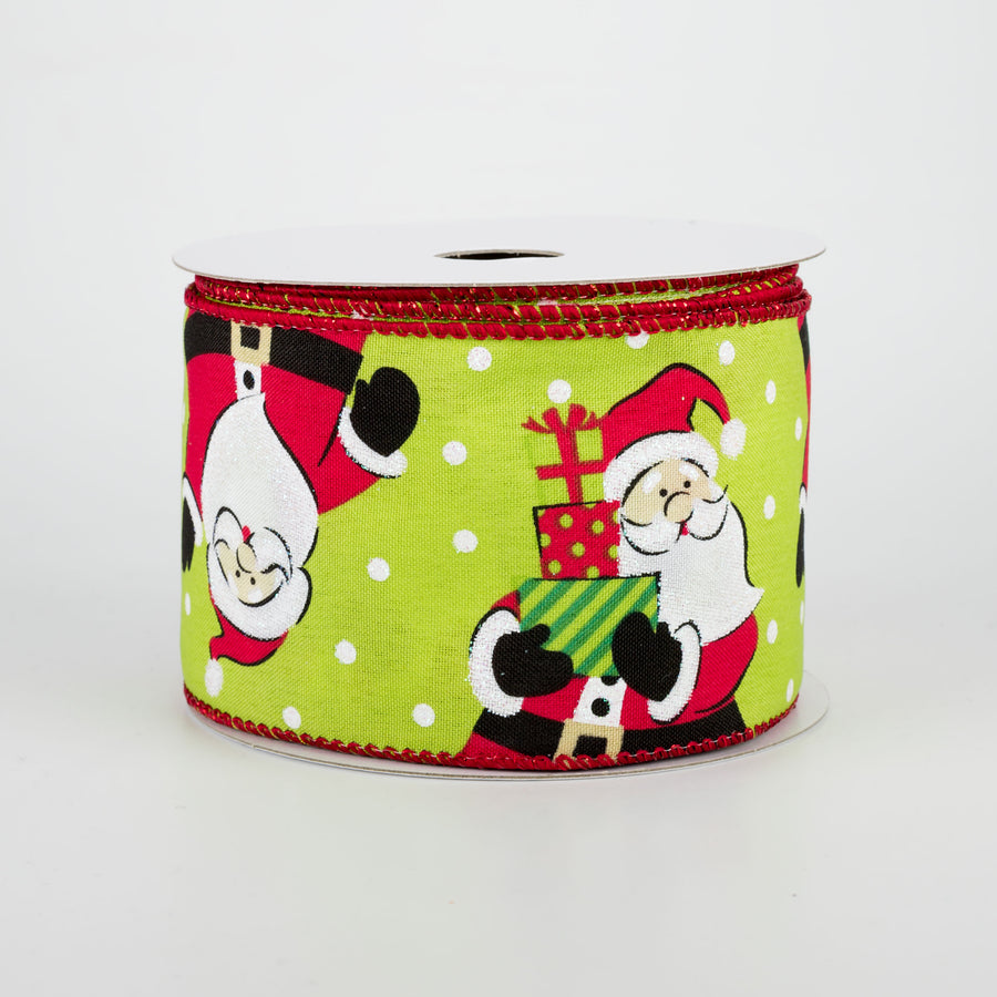 2.5" Waving Gift Santa Ribbon: Lime Green (10 Yards)