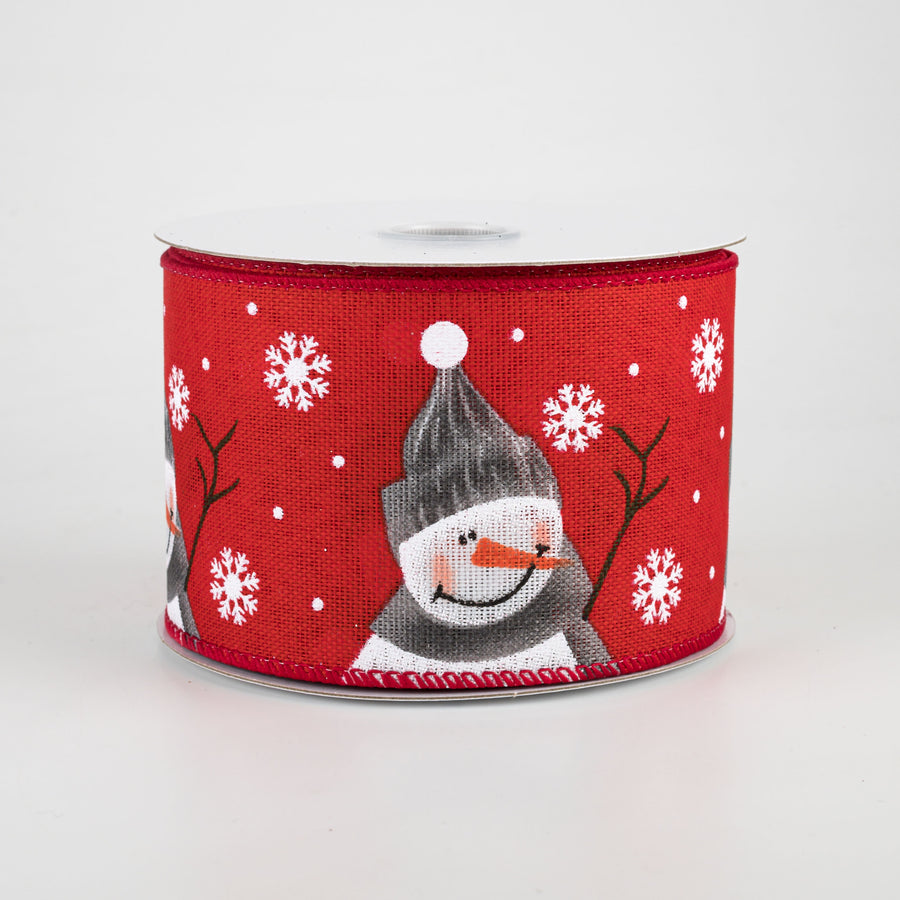 2.5" Waving Snowman Ribbon: Red & Grey (10 Yards) Item Number: 71059-40-51