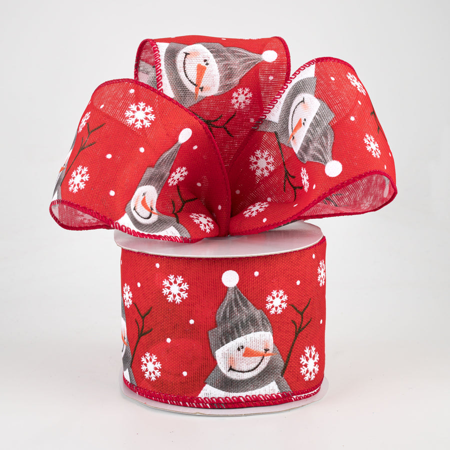 2.5" Waving Snowman Ribbon: Red & Grey (10 Yards) Lifestyle Photo