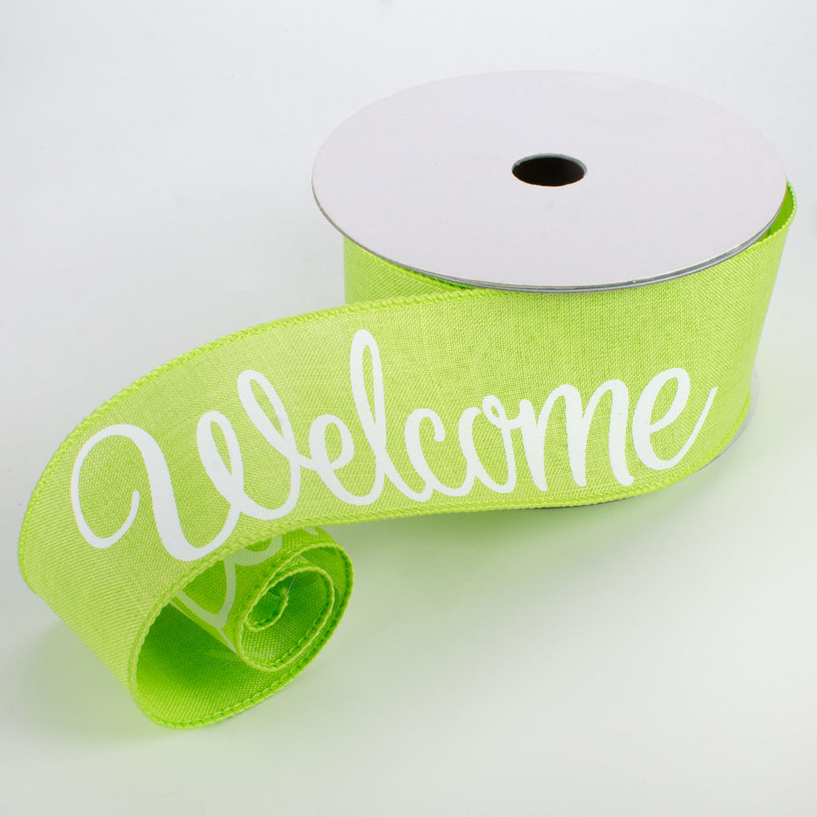 2.5" Welcome Ribbon: Bright Green (10 Yards) Lifestyle Photo