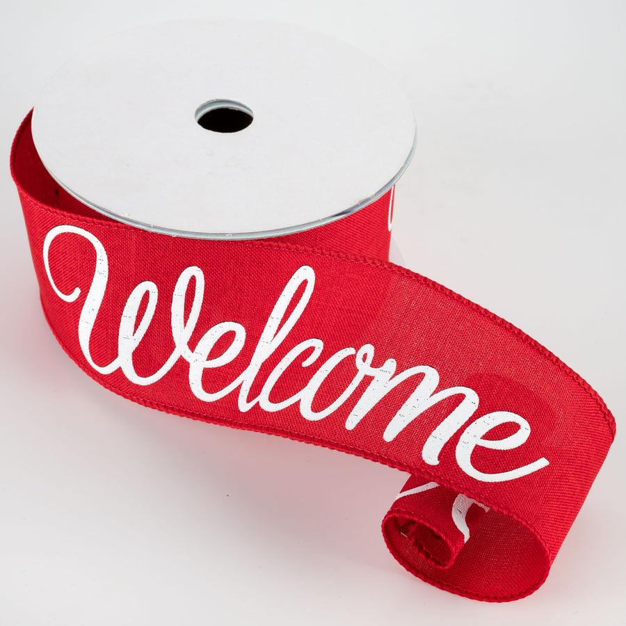 2.5" Welcome Ribbon: Red (10 Yards) Lifestyle Photo