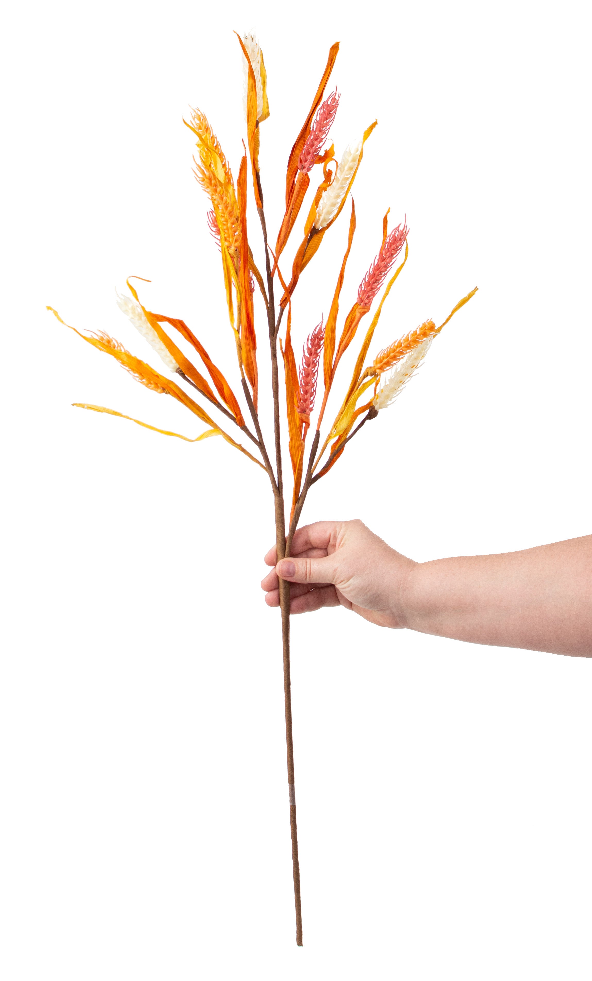 31" Wheat Cornhusk Spray: Orange, Mustard, Cream detail photo 3