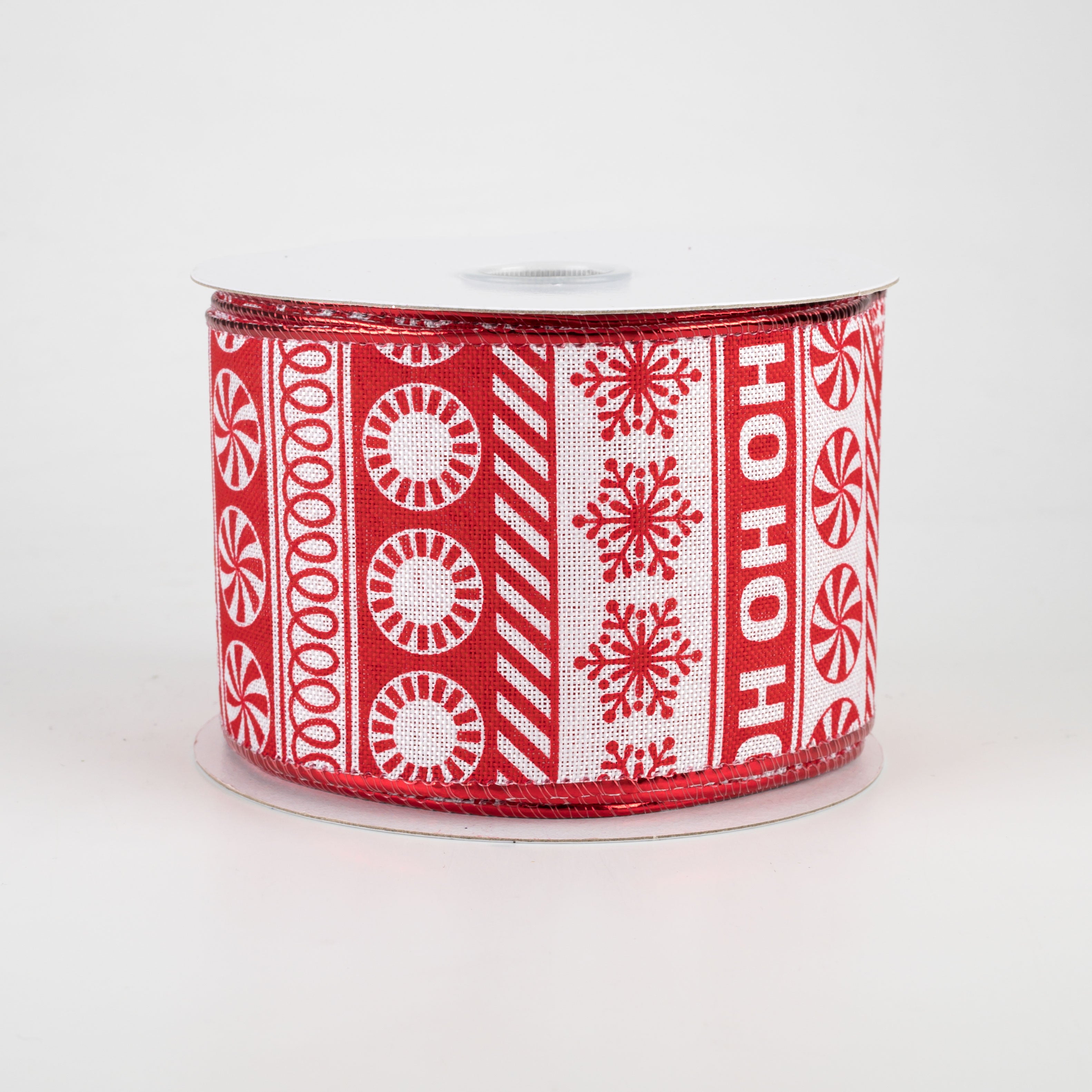 2.5" Whimsical Peppermint Stripe Sweater Ribbon: Red & White (10 Yards)