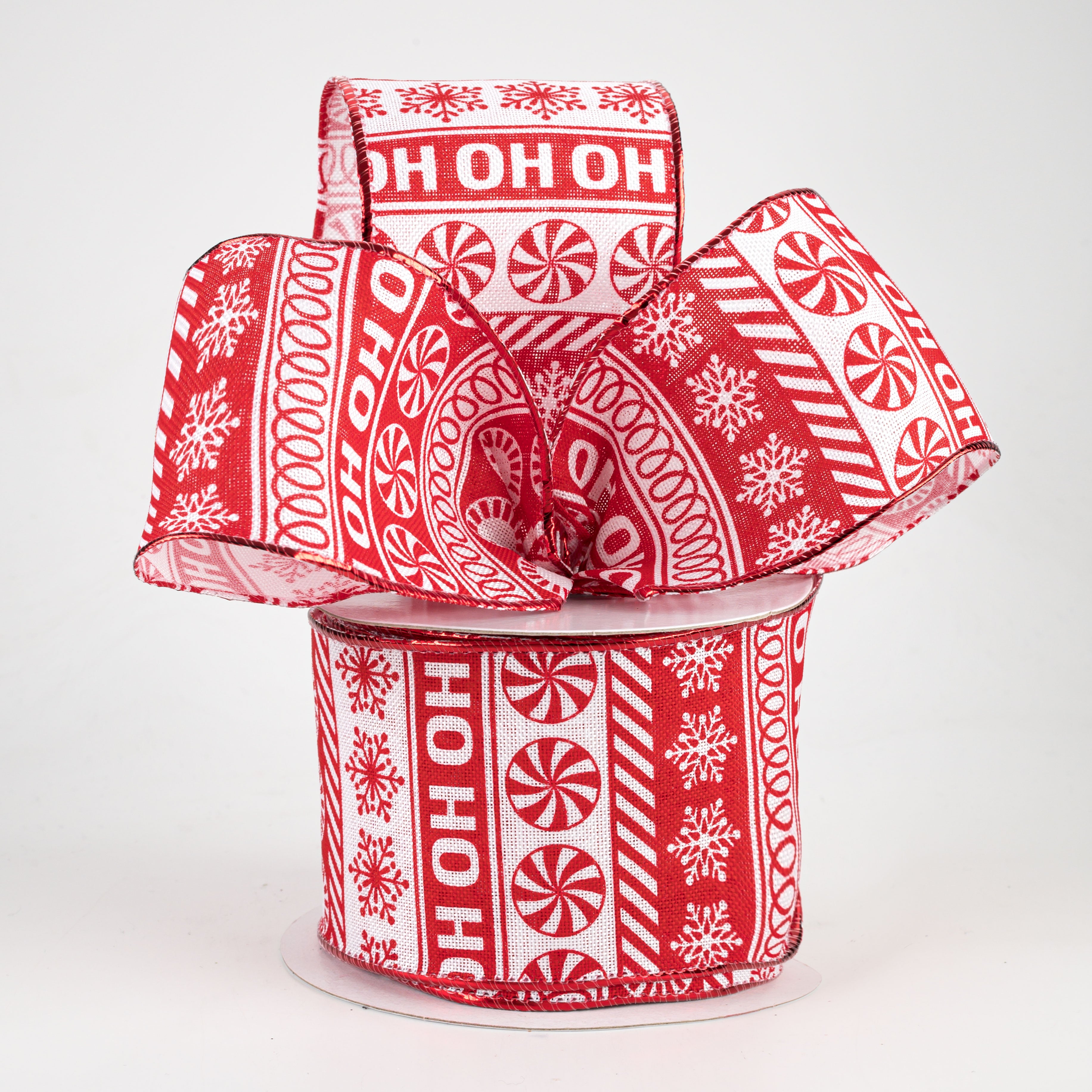 2.5" Whimsical Peppermint Stripe Sweater Ribbon: Red & White (10 Yards) Lifestyle Photo