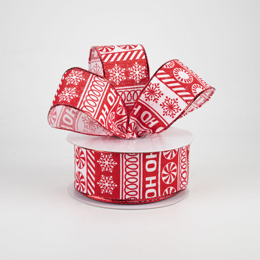 1.5" Whimsical Peppermint Stripe Sweater Ribbon: Red & White (10 Yards) Lifestyle Photo