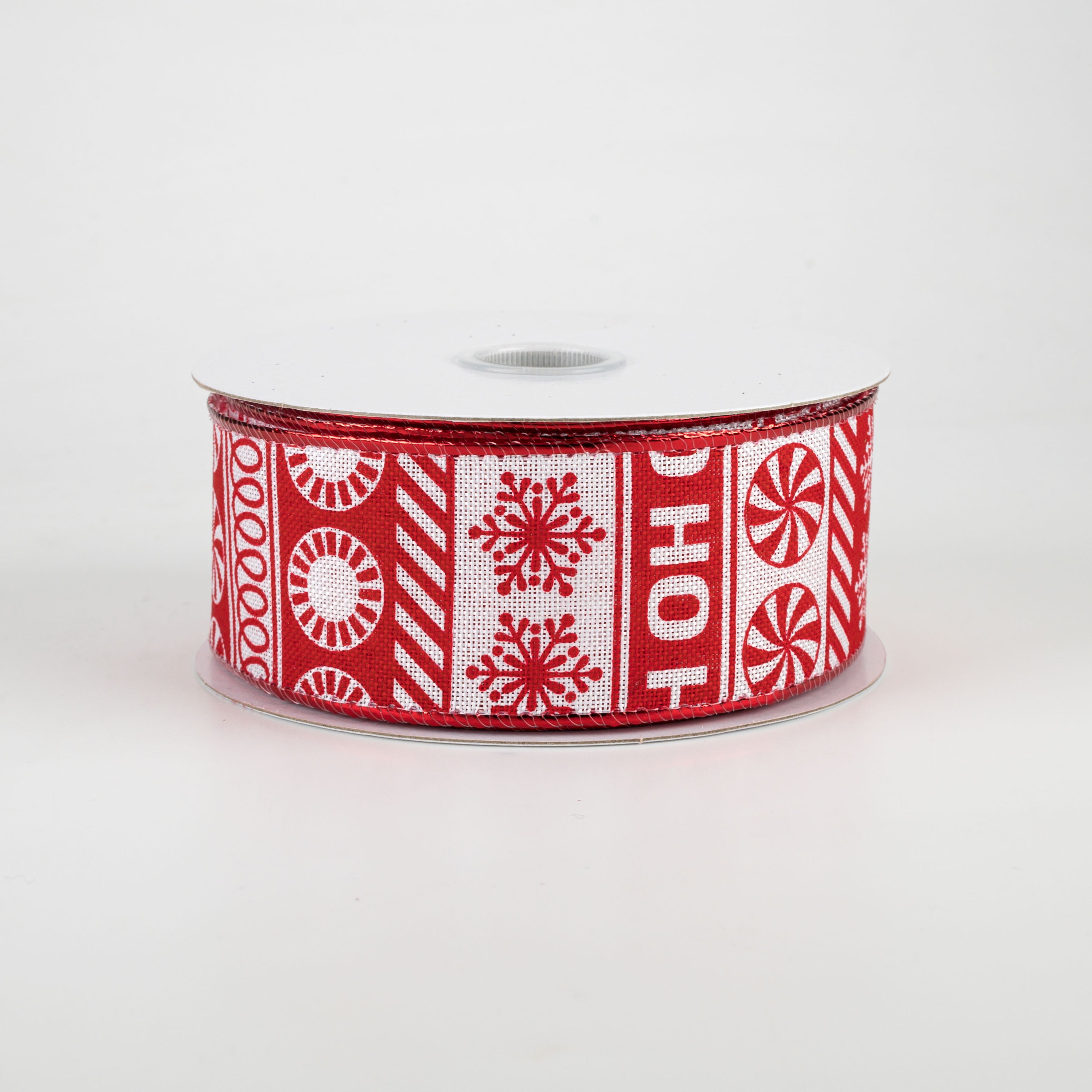 1.5" Whimsical Peppermint Stripe Sweater Ribbon: Red & White (10 Yards)
