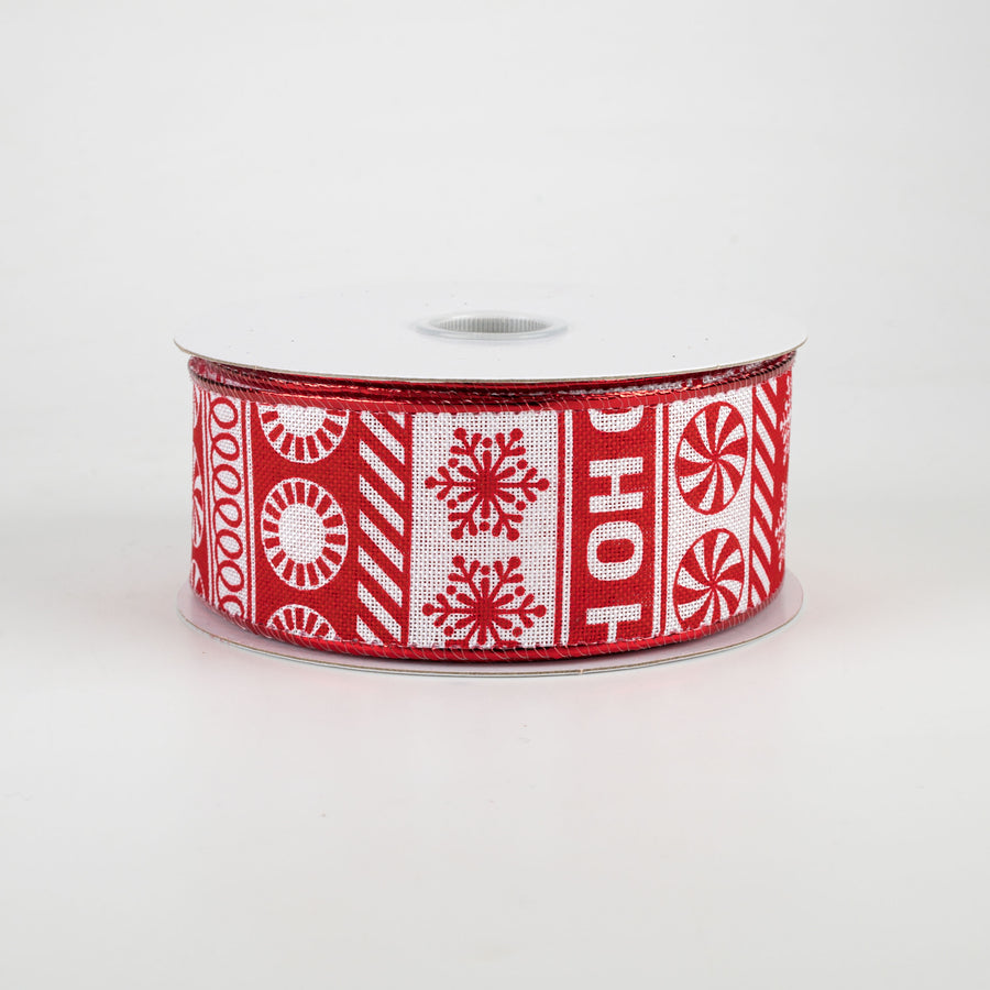 1.5" Whimsical Peppermint Stripe Sweater Ribbon: Red & White (10 Yards)