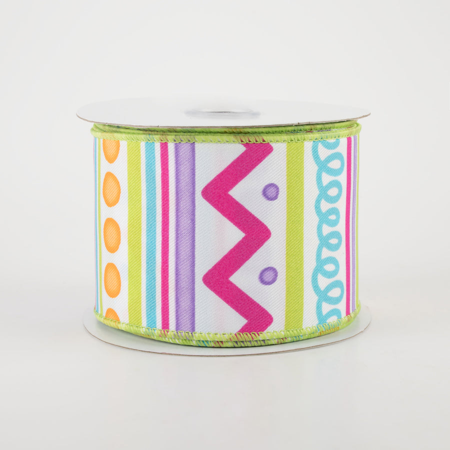 2.5" Whimsical Stripes Ribbon: Bright Spring (10 Yards)