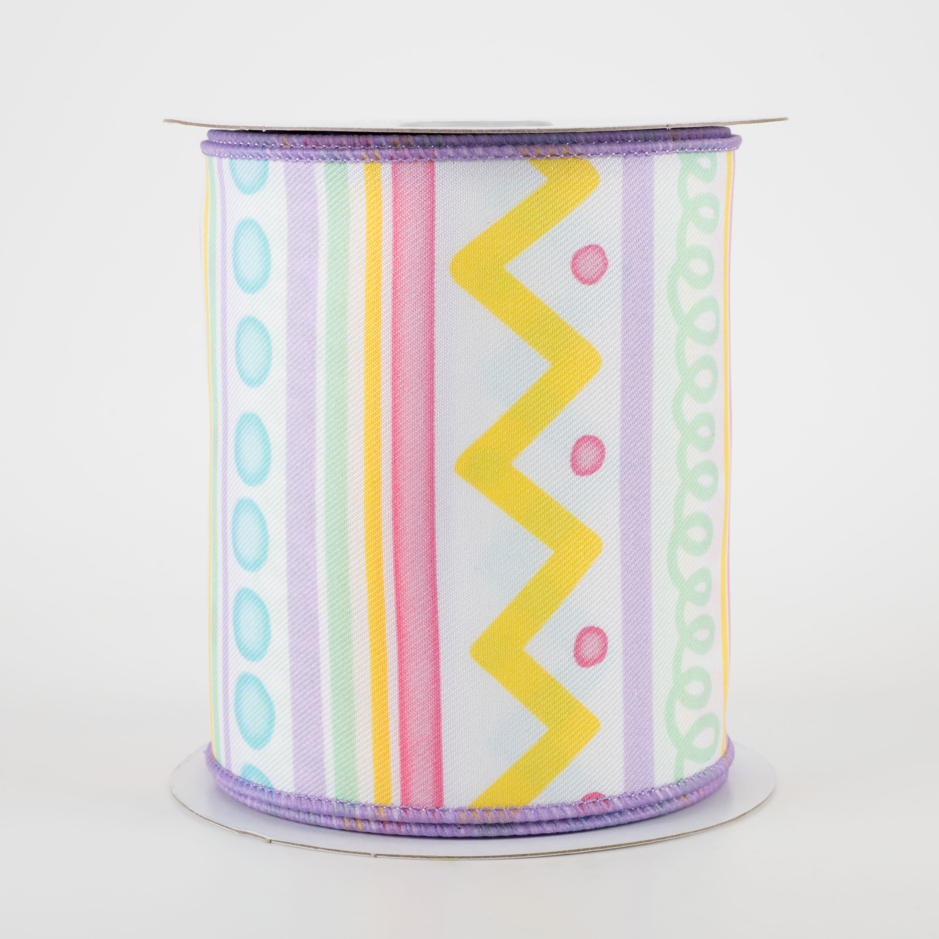 4" Whimsical Stripes Ribbon: Pastel Spring (10 Yards)