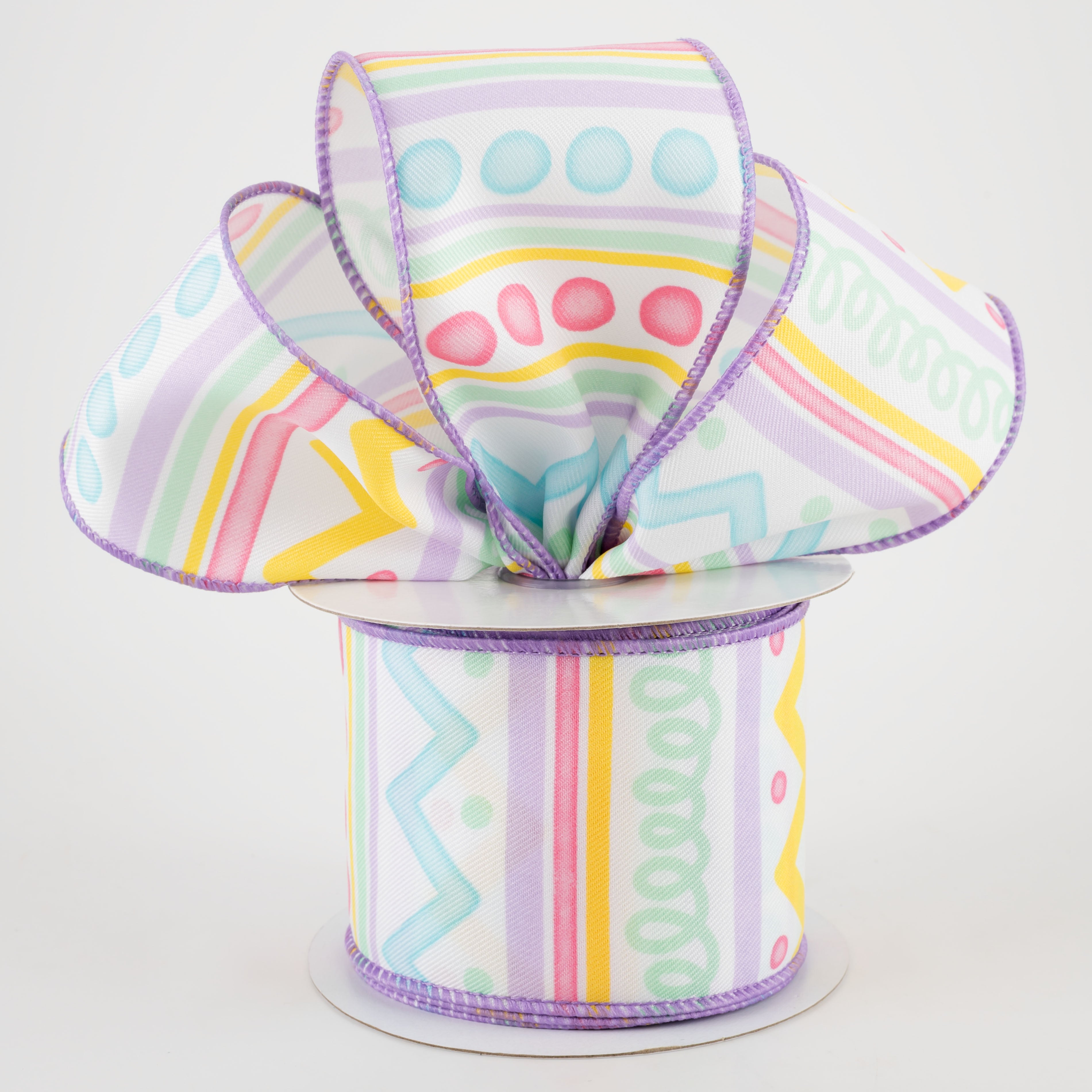 2.5" Whimsical Stripes Ribbon: Pastel Spring (10 Yards) Lifestyle Photo