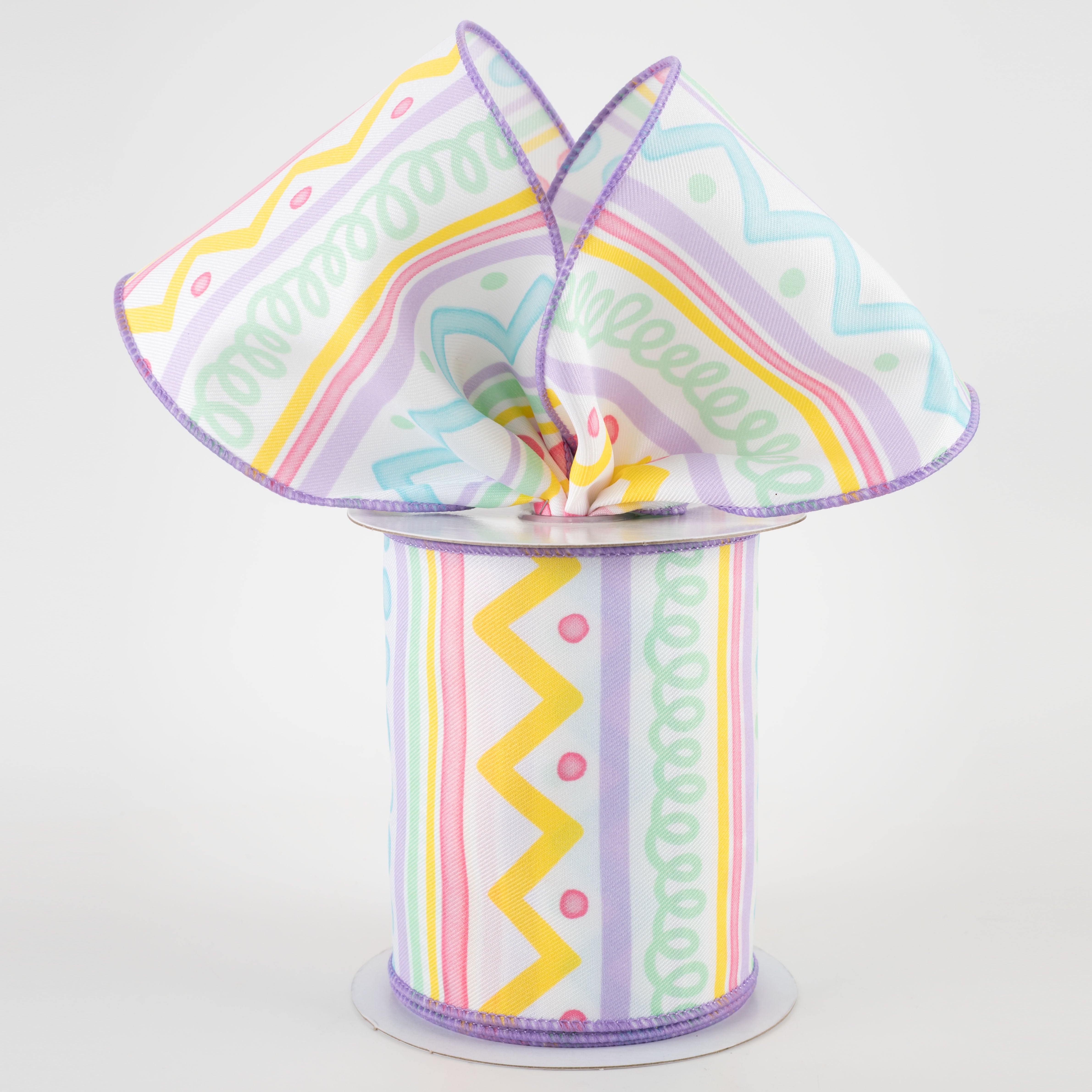 4" Whimsical Stripes Ribbon: Pastel Spring (10 Yards) Lifestyle Photo