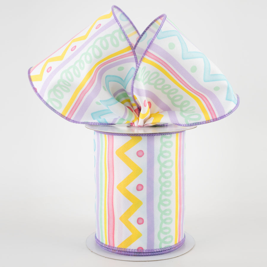 4" Whimsical Stripes Ribbon: Pastel Spring (10 Yards) Lifestyle Photo